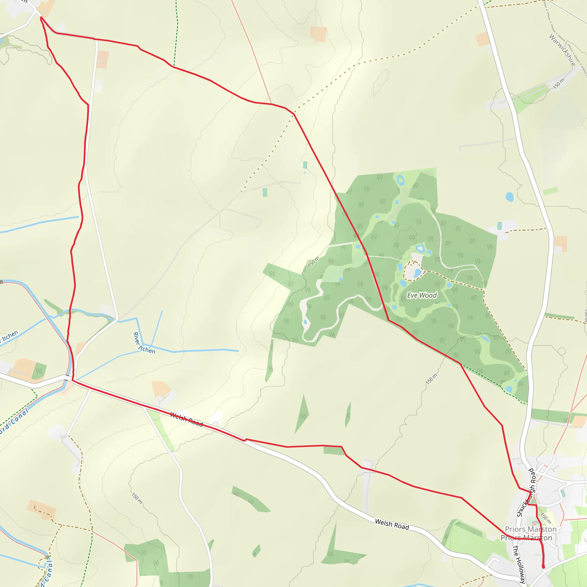 Priors Marston Country Park Loop mobile static map