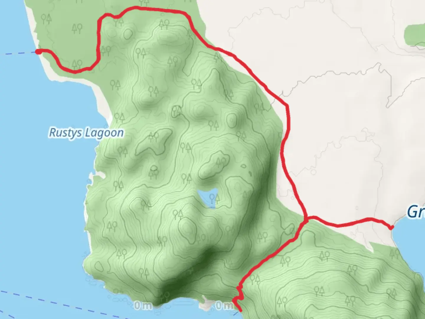 An image depicting the trail Grewingk Lake Trail - Short and its surrounding area.