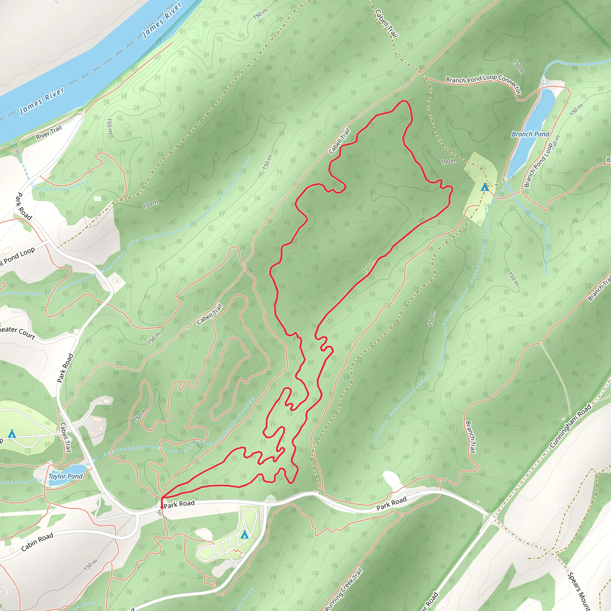 James River State Park Short Loop mobile static map