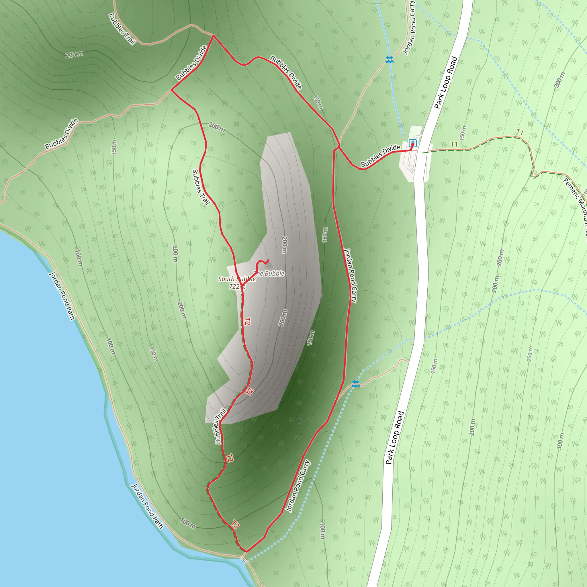 South Bubble and Jordan Pond Carry Loop mobile static map