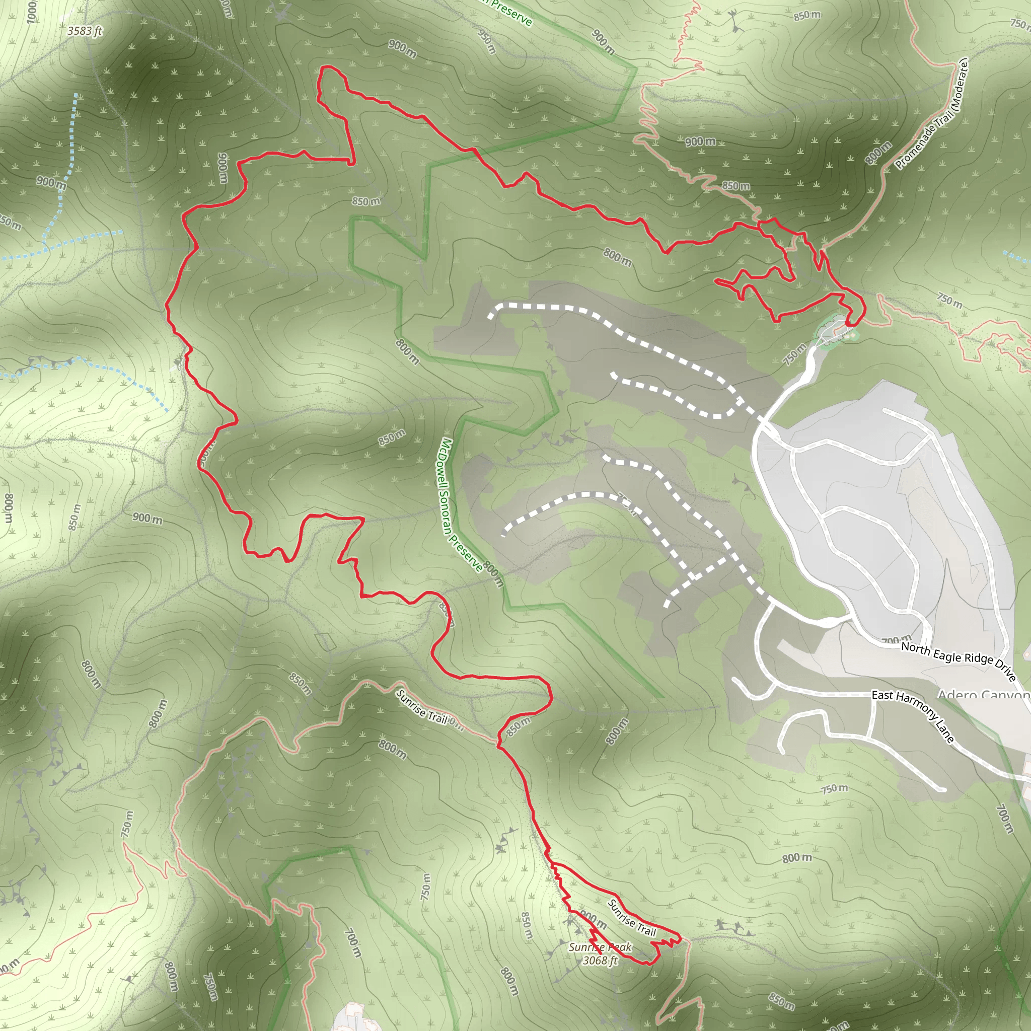 Sunrise Peak Loop via Andrew-Kinsey Trail mobile static map