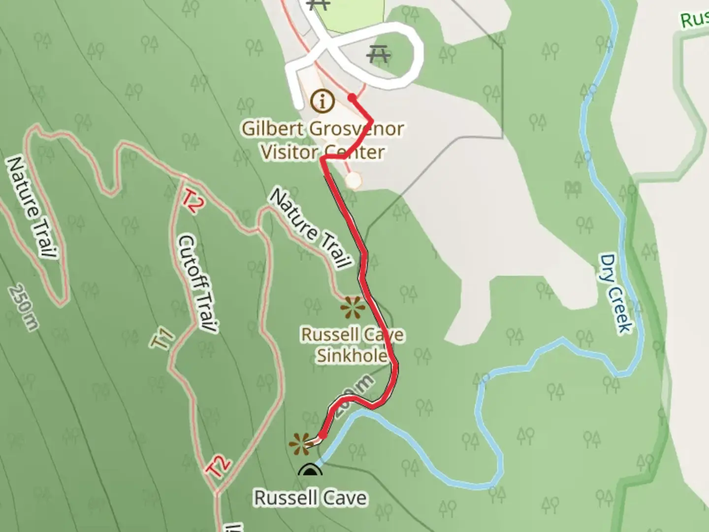 An image depicting the trail Cave Trail and its surrounding area.