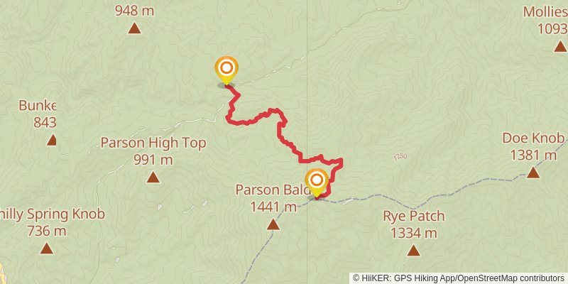 Rich Gap via Long Hungry Ridge Trail stage 2 Map