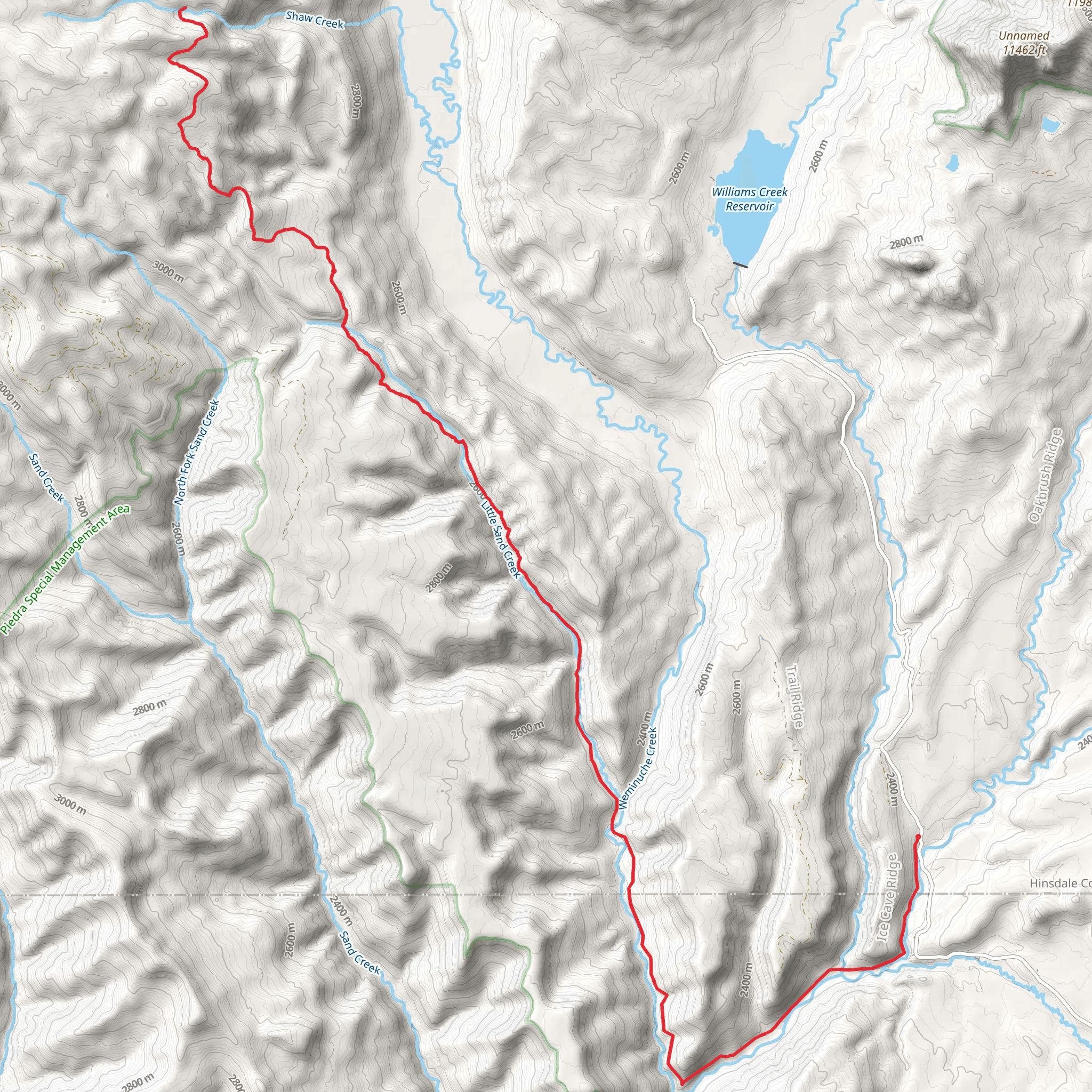 Little Sand Trail via Piedra River Trail mobile static map