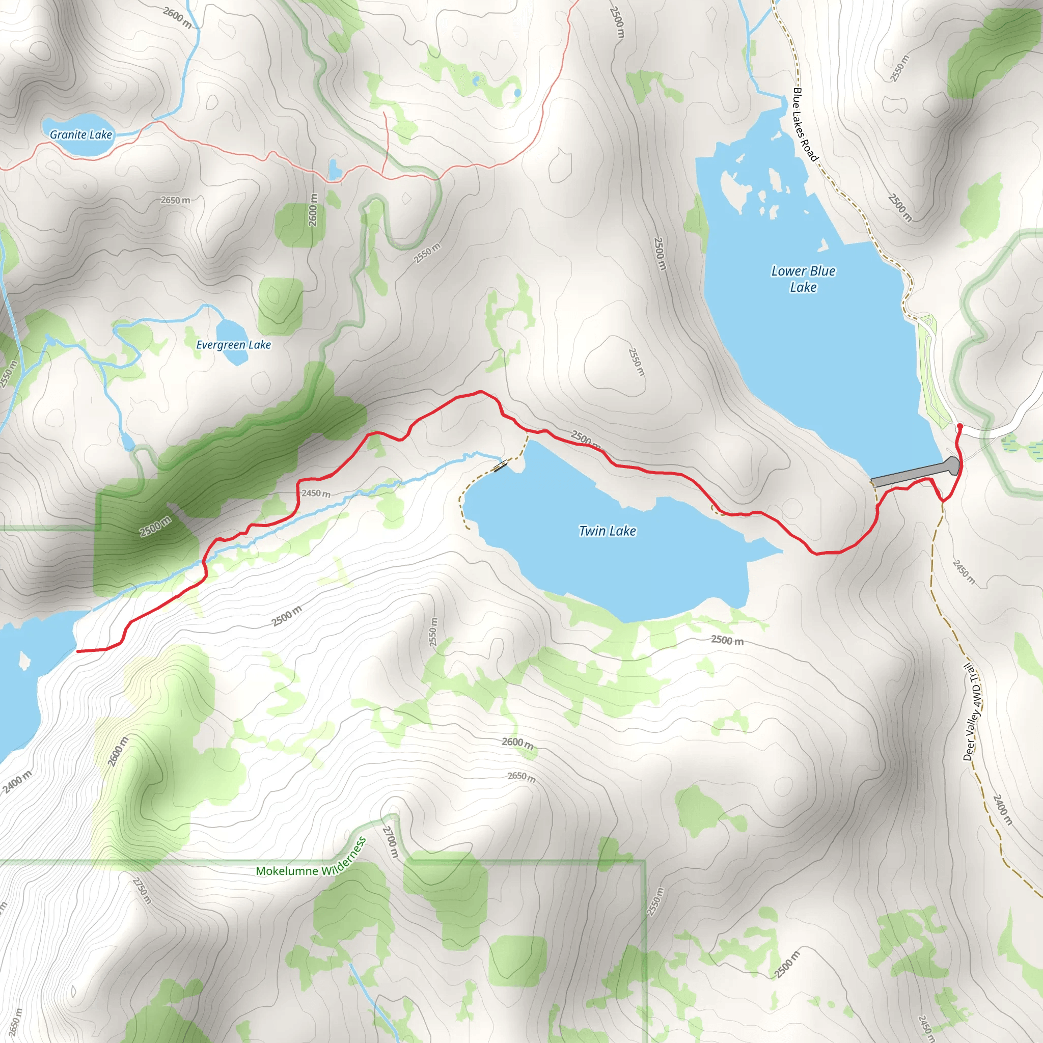 Lower Blue Lake, Twin Lake and Meadow Lake mobile static map