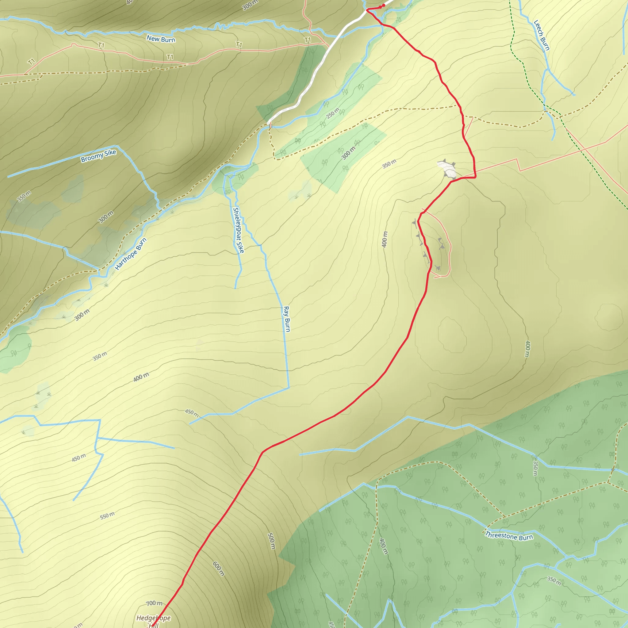 Housey Crags and Hedgehope Hill Walk mobile static map
