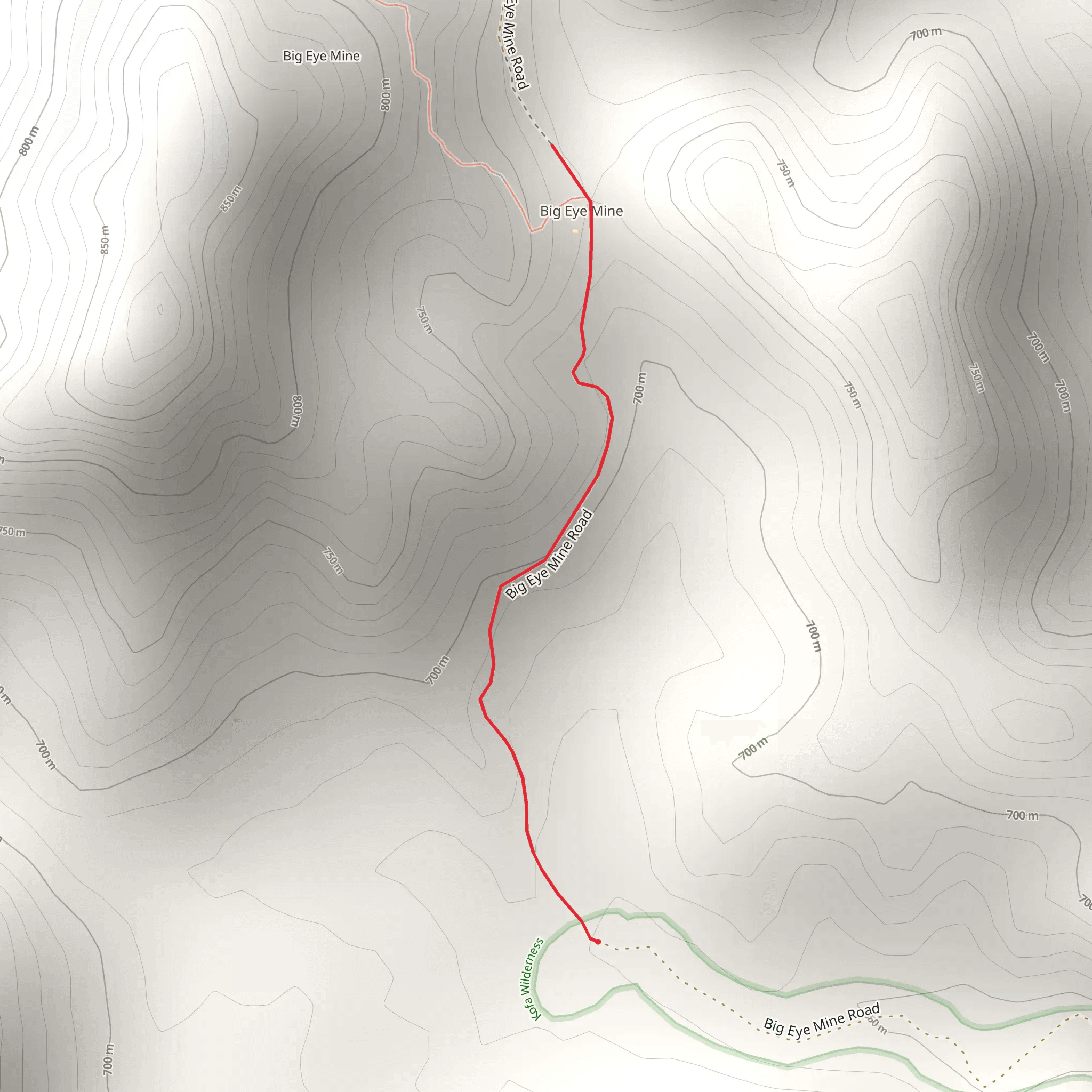 Big Eye Mine Road mobile static map