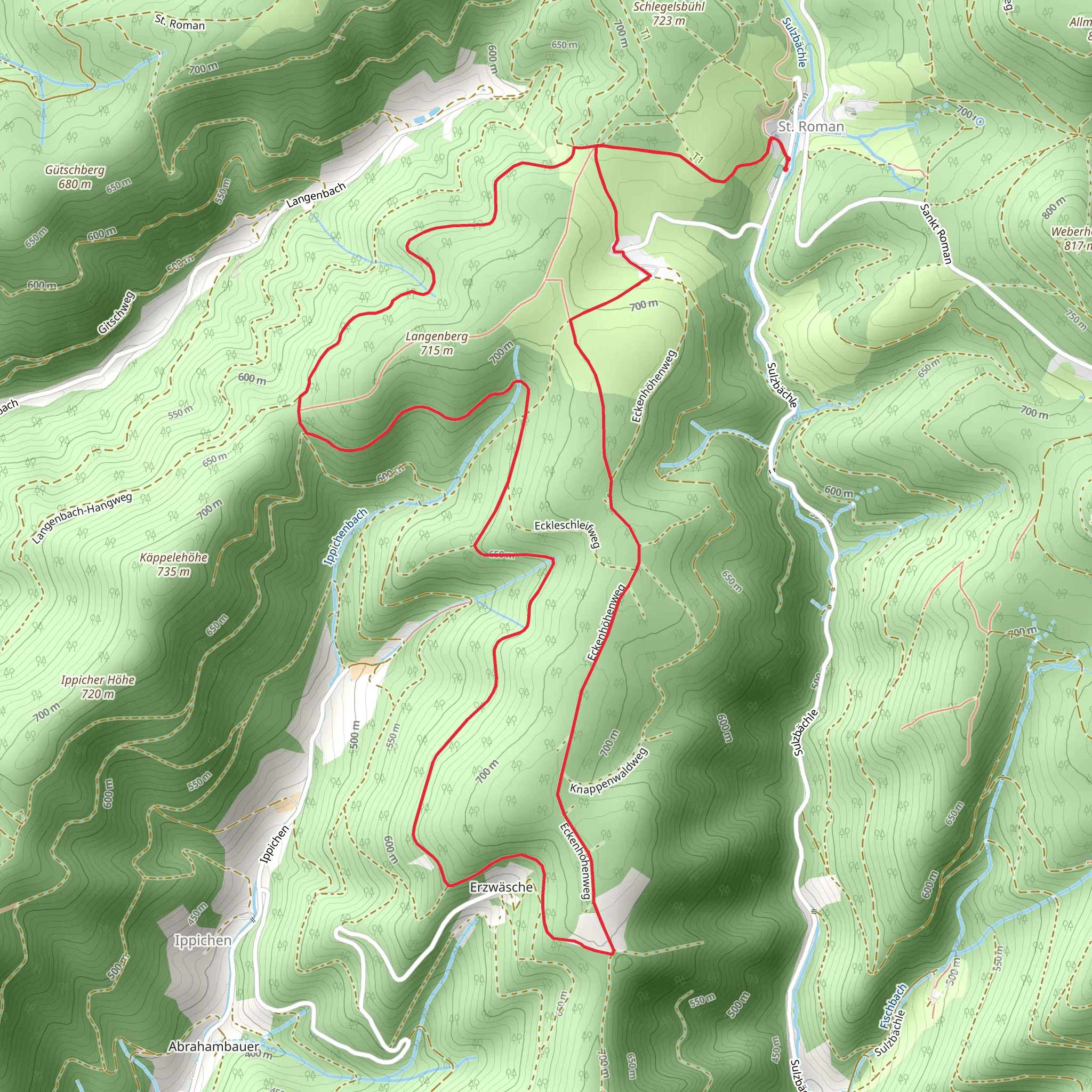 Eckenhöhenweg and Langenbach-Hangweg Loop mobile static map