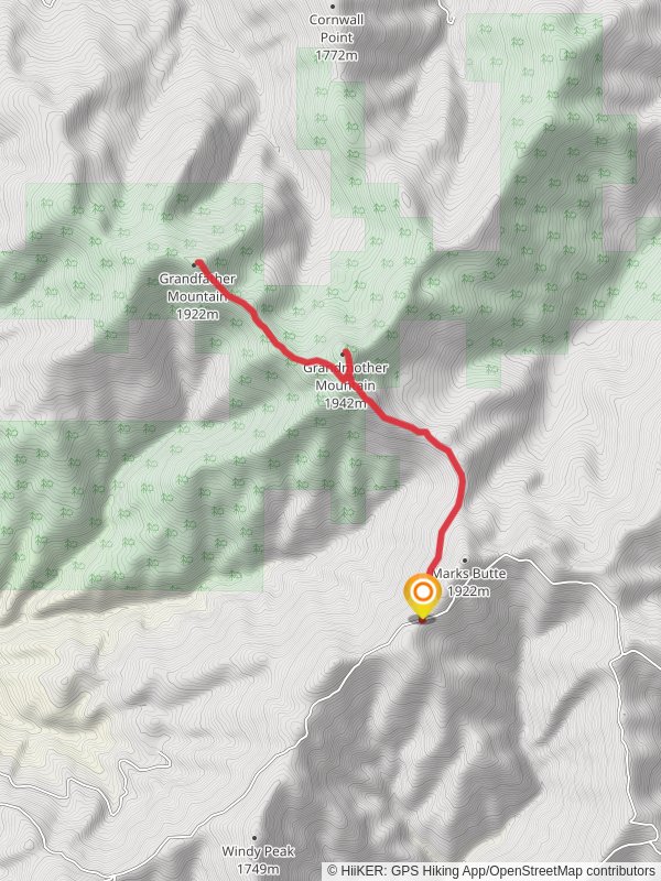 Grandmother Mountain and Grandfather Mountain from Saint Joe National Forest Road