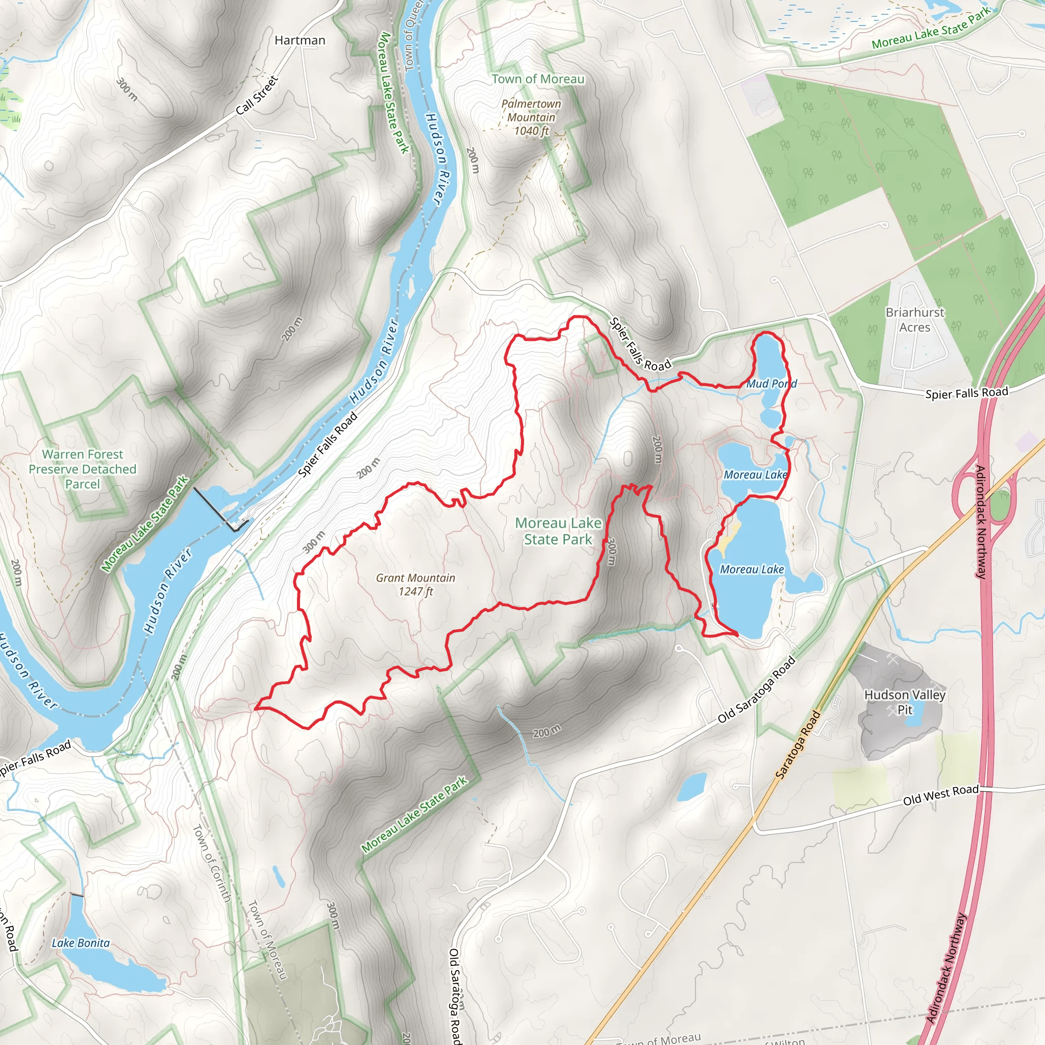 Grant Mountain, Moreau Lake and Mud Pond Loop mobile static map
