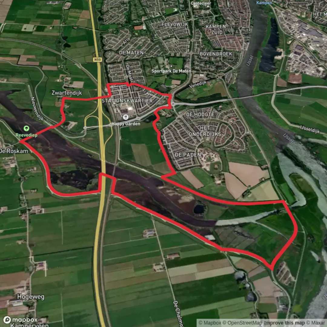 An image depicting the trail Spoorpad and Reevediep Loop and its surrounding area.