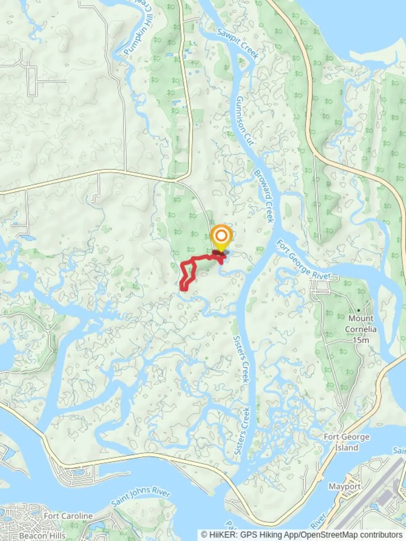 An image depicting the trail Timucuan Trail System Loop and its surrounding area.