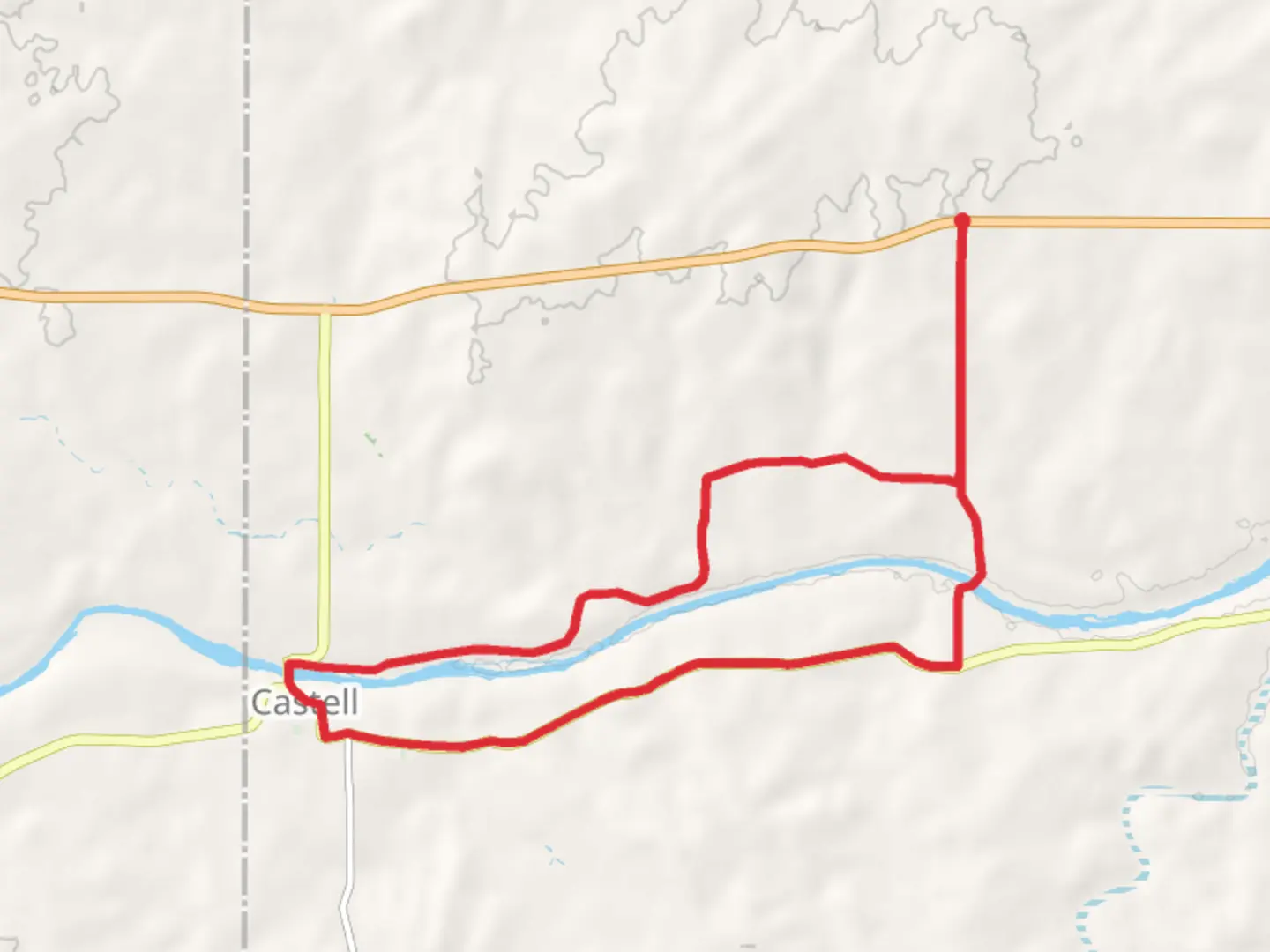 An image depicting the trail Llano River Loop and its surrounding area.