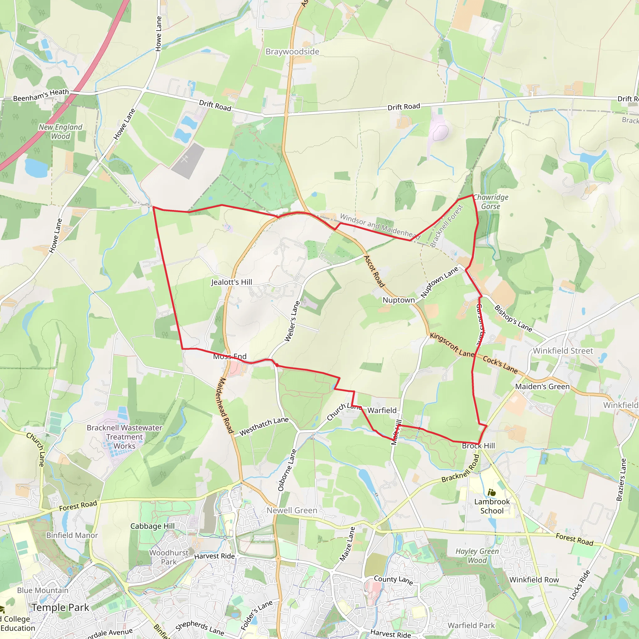 Brock Hill and Moss End mobile static map