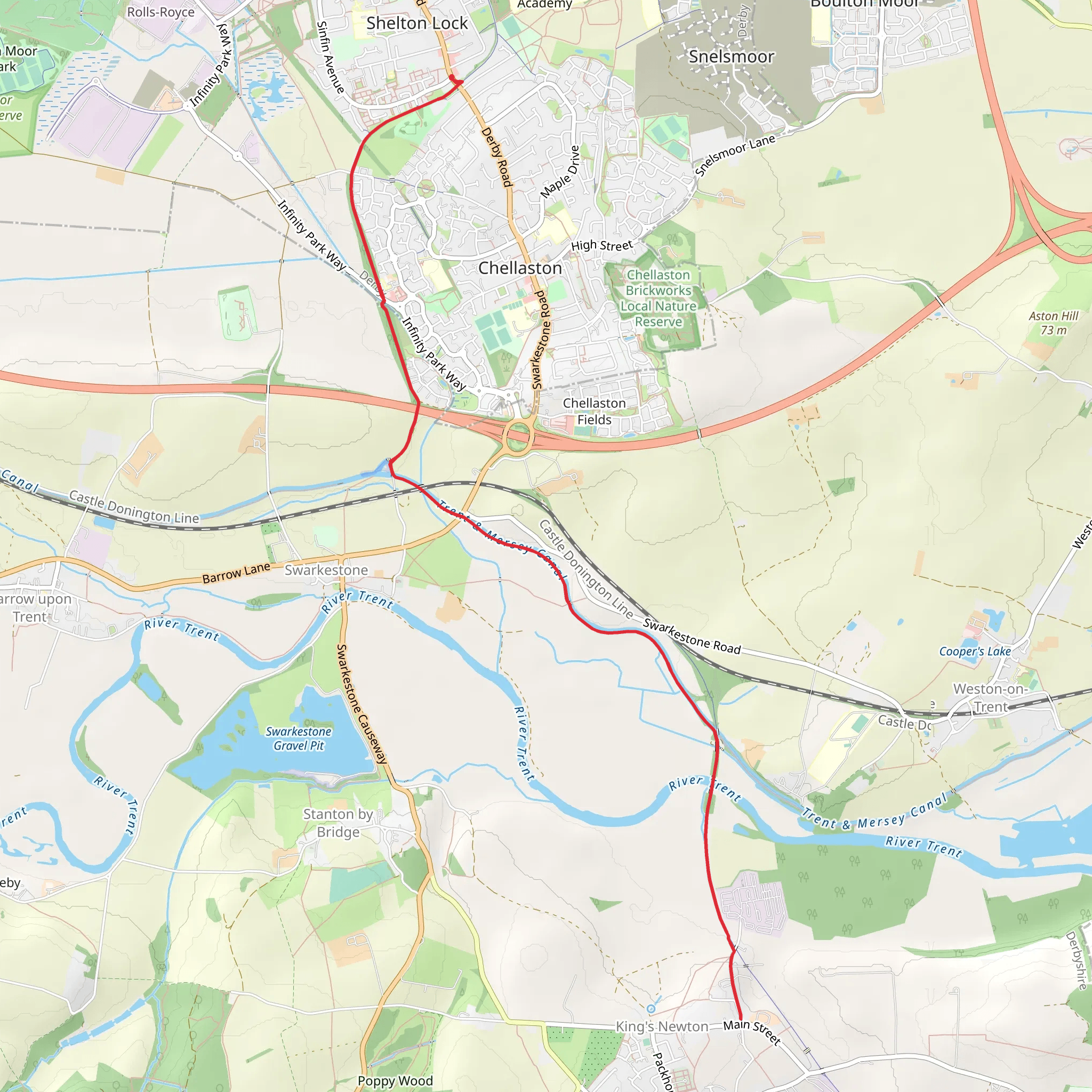 Derby Canal and Trent and Mersey Canal Walk mobile static map