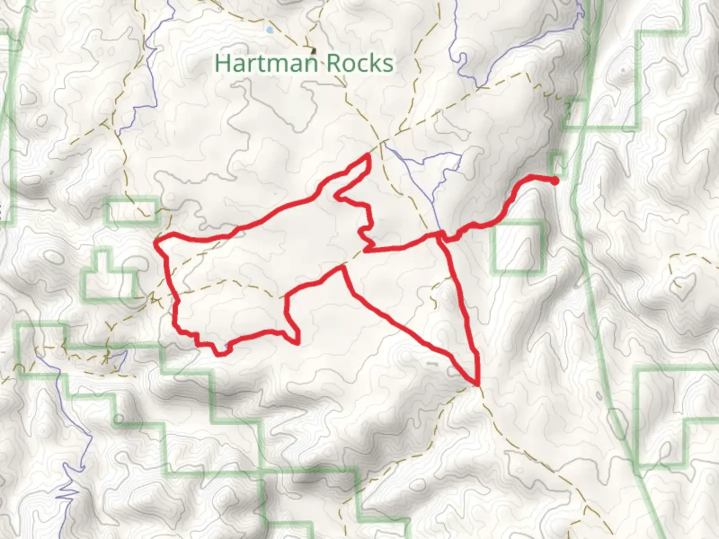 An image depicting the trail Bambi's, Outback and Back In Loop and its surrounding area.