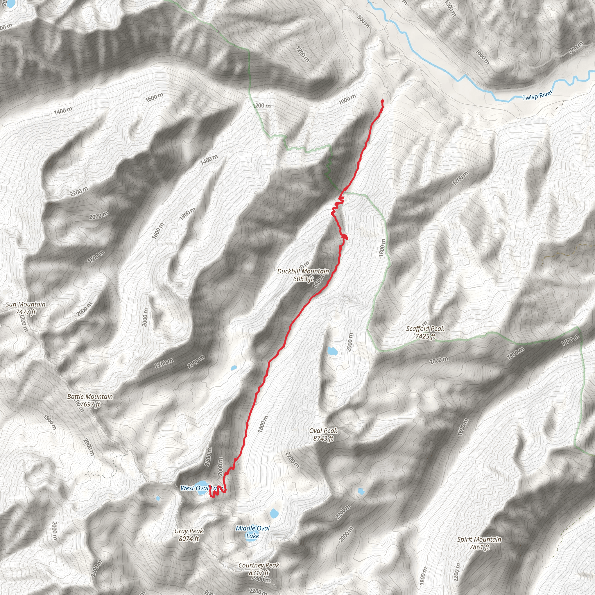 West Oval Lake via Oval Creek Trail mobile static map