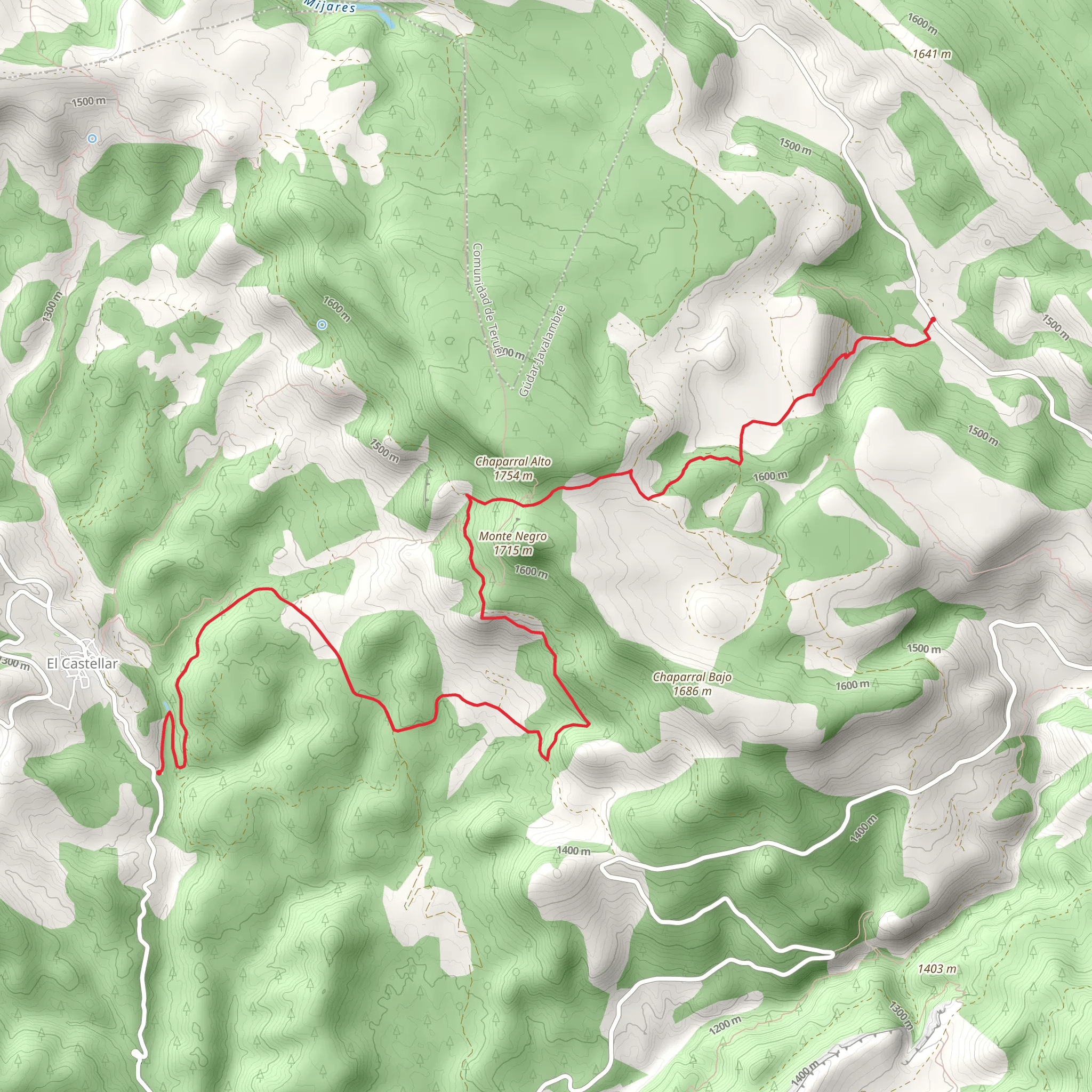 El Castellar - Alcalá de la Selva PR TE 028a mobile static map
