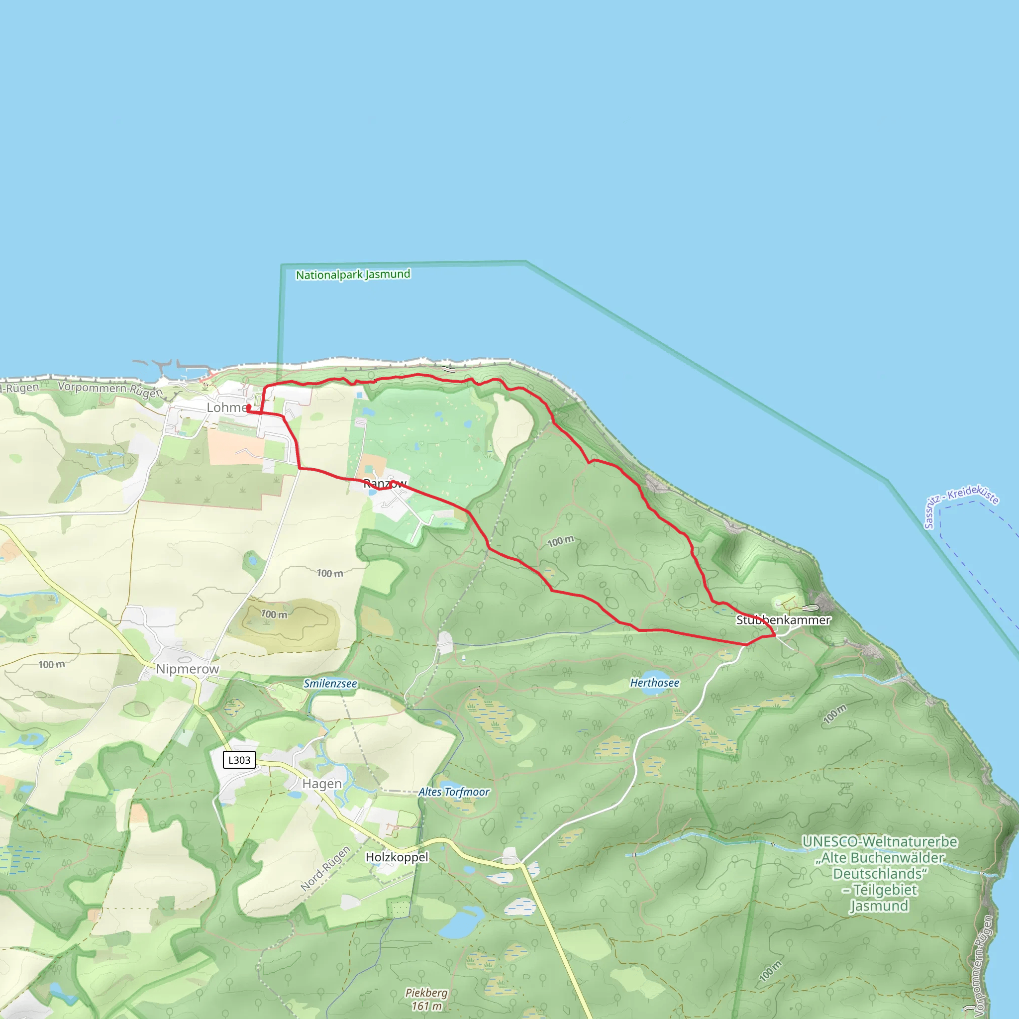 Lohme to Stubbenkammer Loop via Grabhügel - Großsteingrab mobile static map