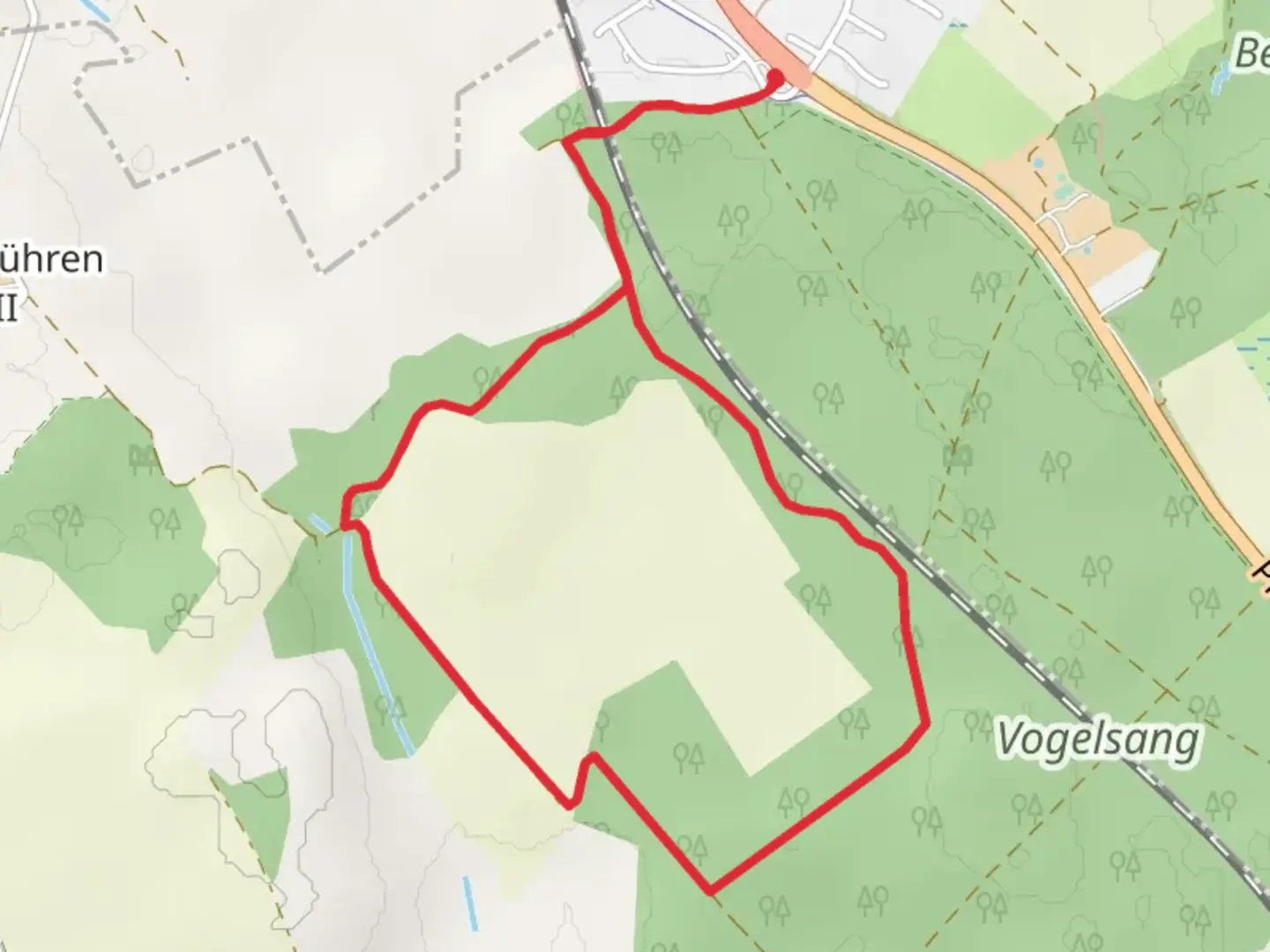 An image depicting the trail Vogelsang Loop and its surrounding area.
