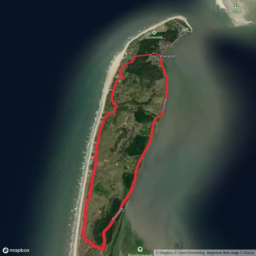An image depicting the trail Kamp Weg, Veenpad and Post Weg Loop and its surrounding area.