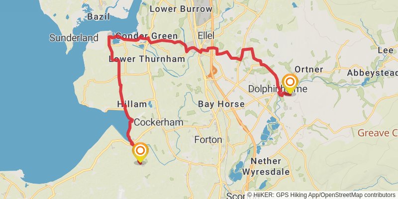 Liverpool South Parkway to Walney Island Walk stage 18 Map