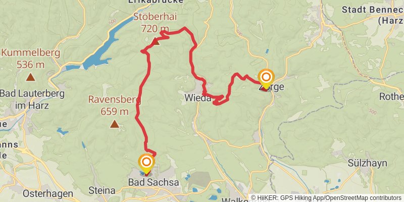 Harzer Baudensteig stage 5 Map