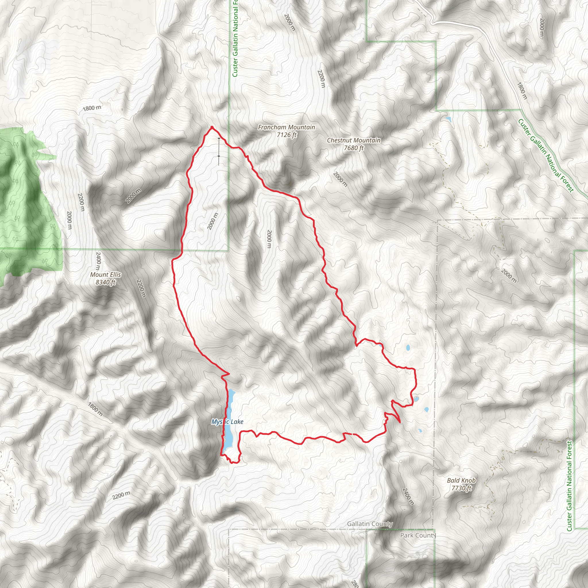 Mystical Bear Trail and Mystic Lake via New World Gulch Loop Trail mobile static map