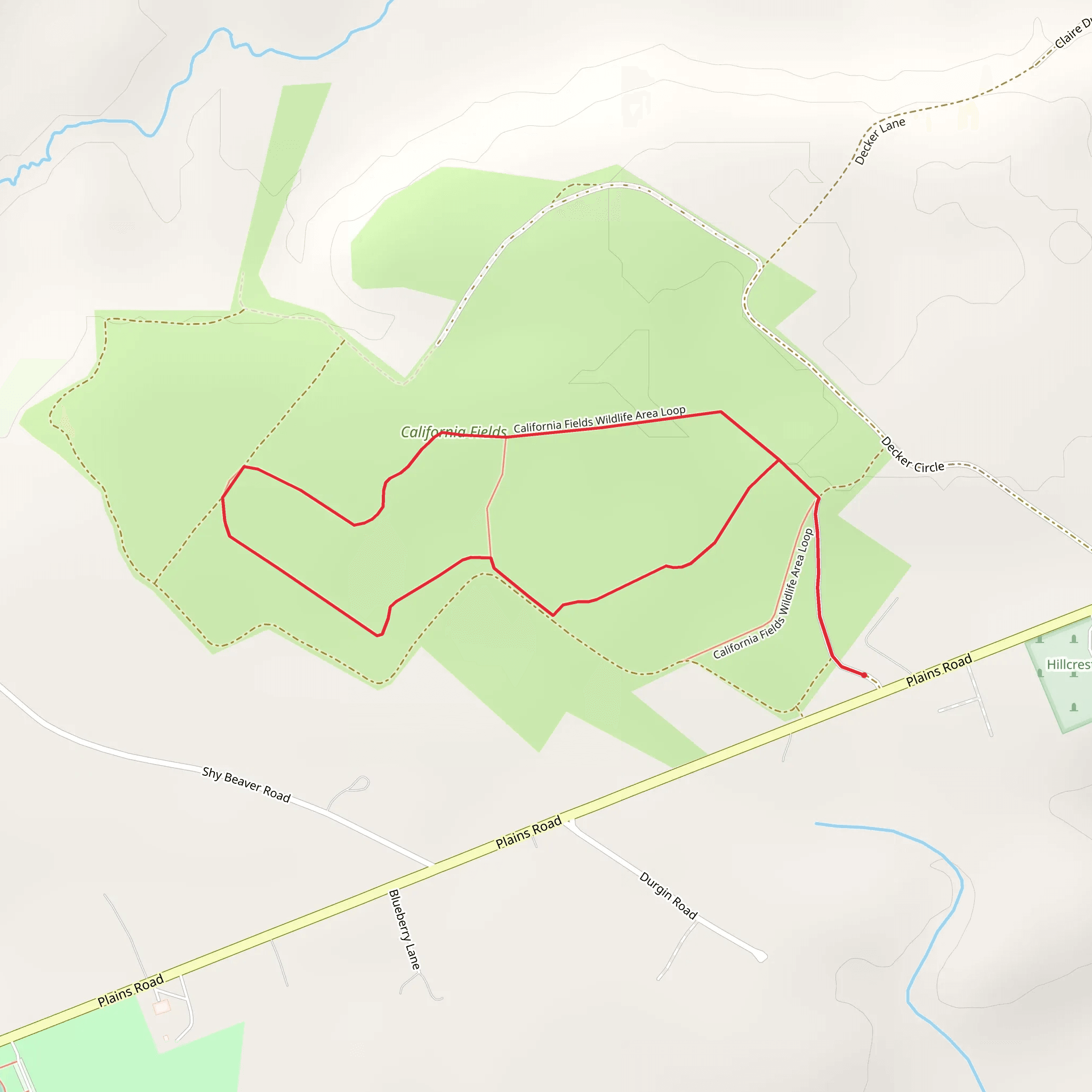 California Fields Wildlife Area Loop mobile static map