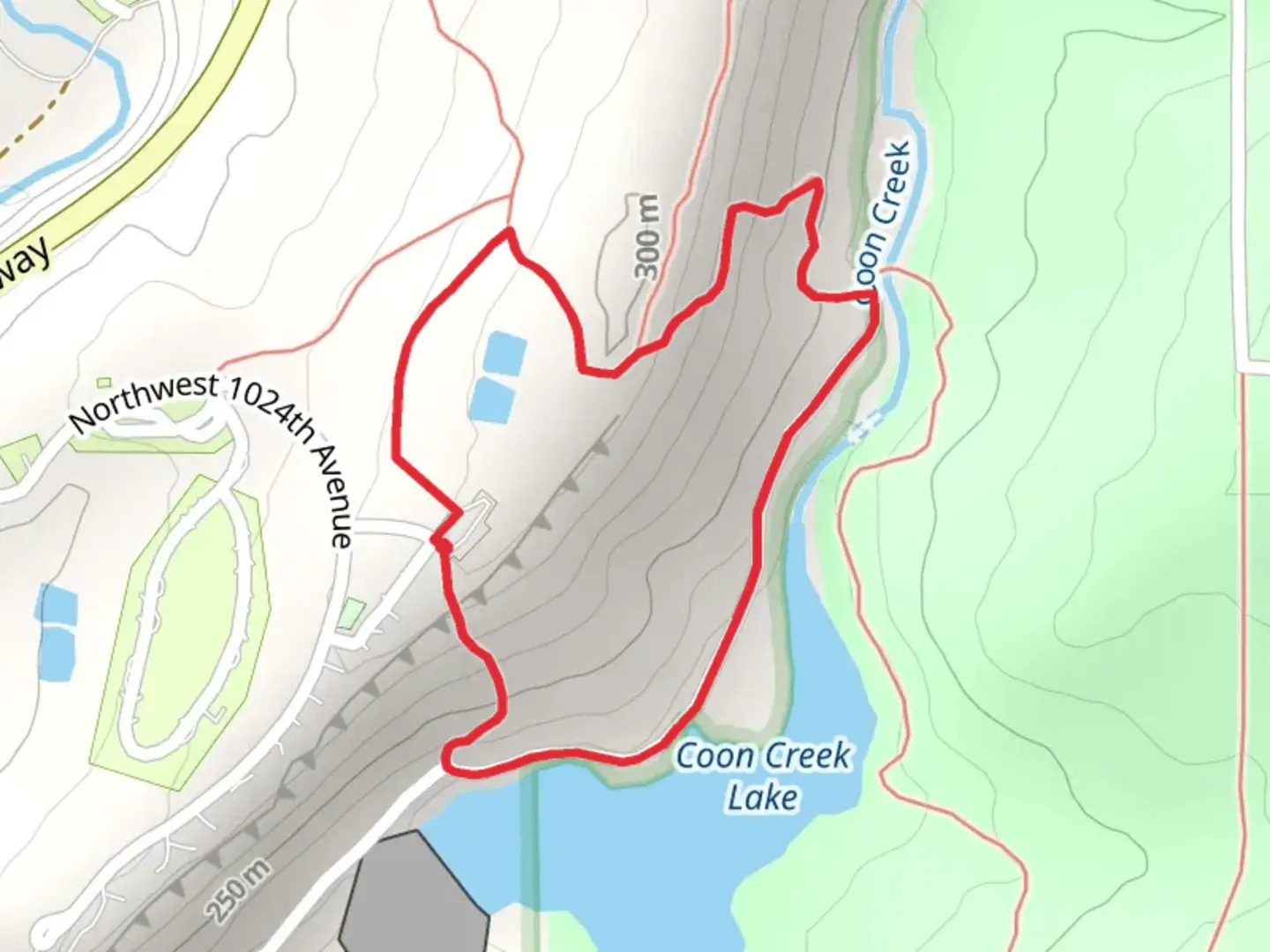 An image depicting the trail Coon Creek Lake North Loop and its surrounding area.