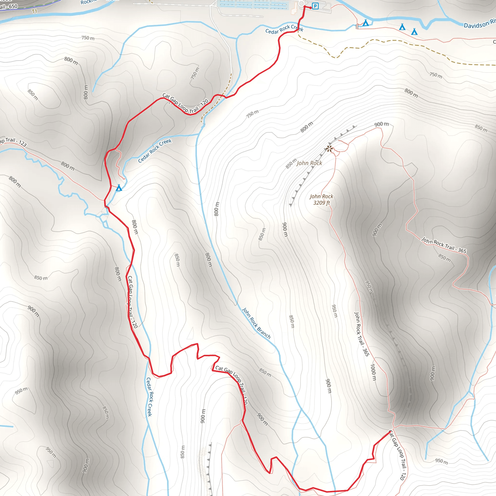 Cat Gap Bypass via Cat Gap Loop Trail mobile static map