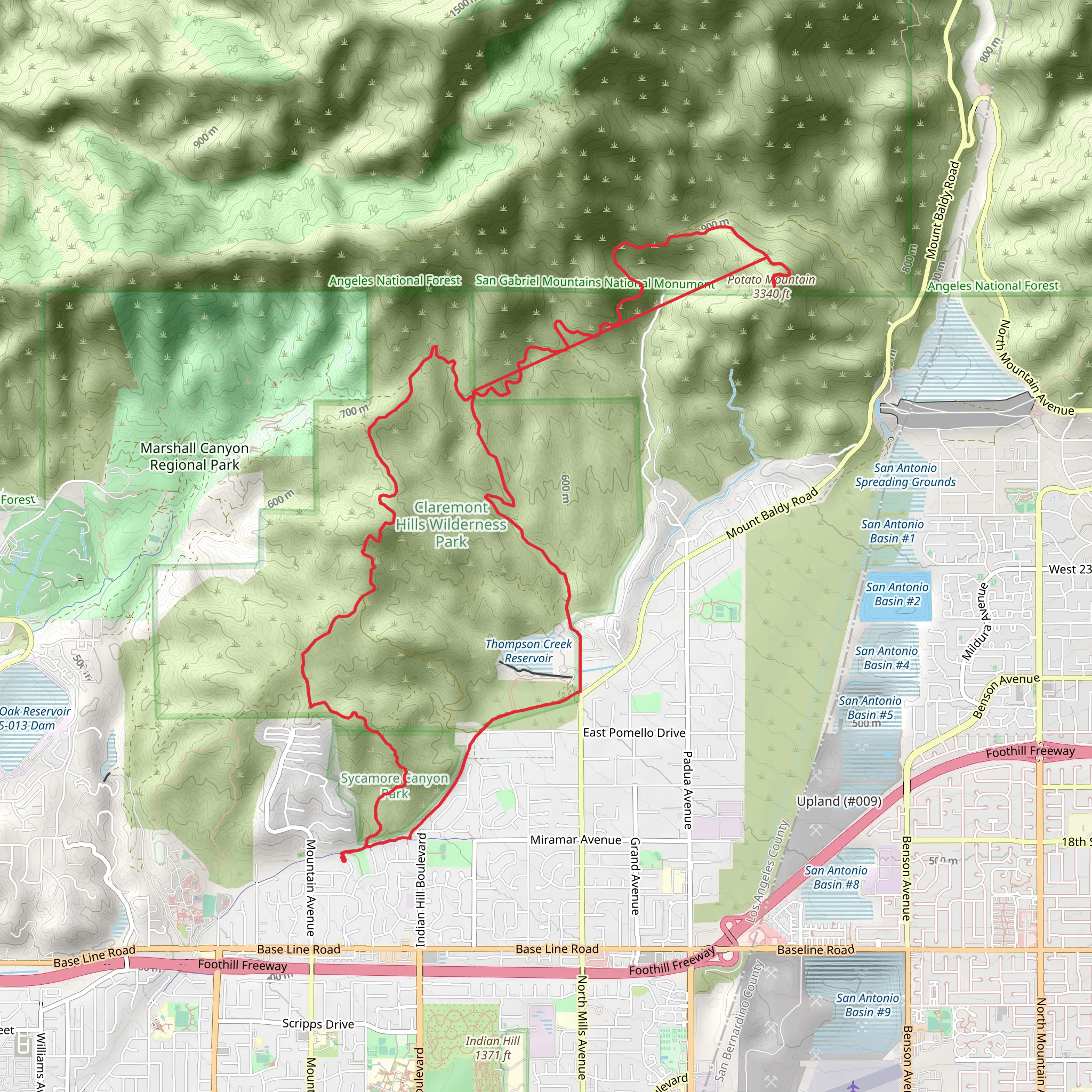Marshall Canyon, Potato Mountain and Motorway Cobal Canyon Motorway Loop Trail mobile static map