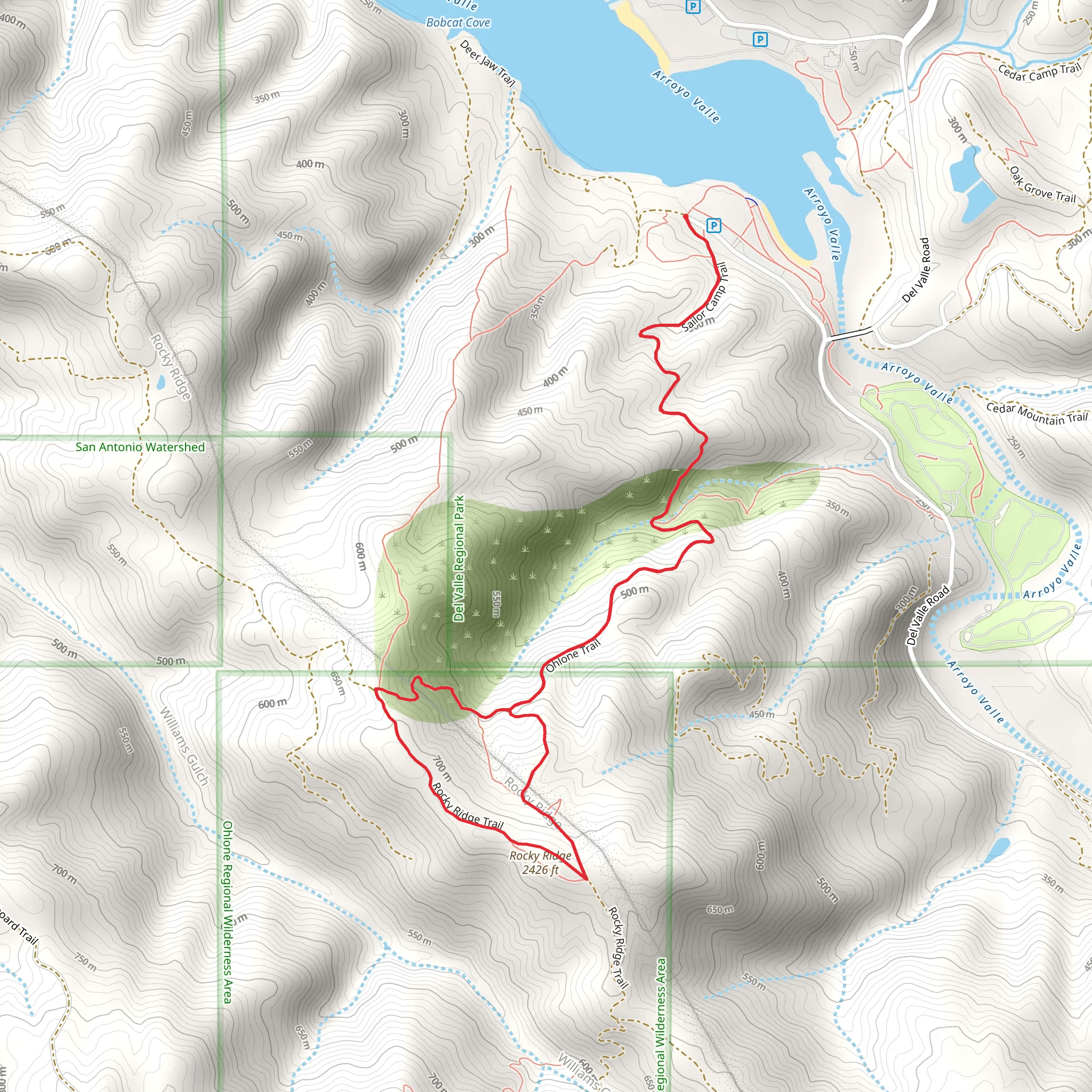Rocky Ridge via Ohlone Wilderness Trail mobile static map