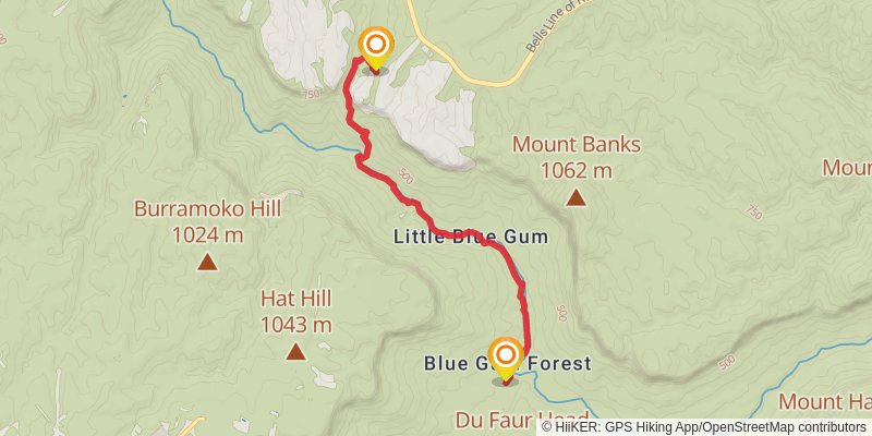 Pierces Pass to Blue Gum Forest Track stage 2 Map