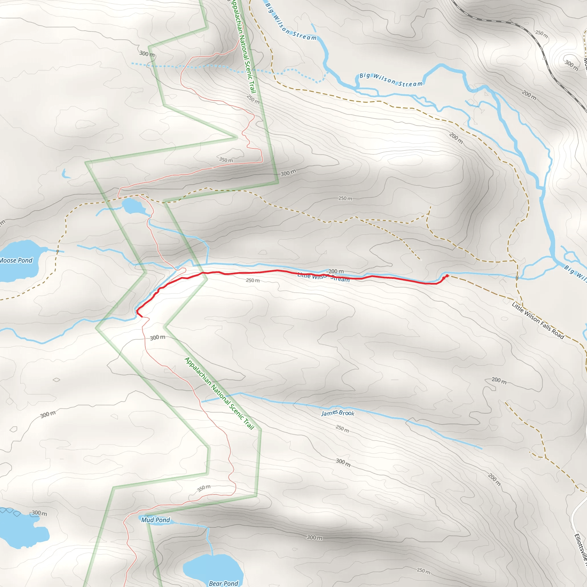 Lower Wilson Falls Trail mobile static map