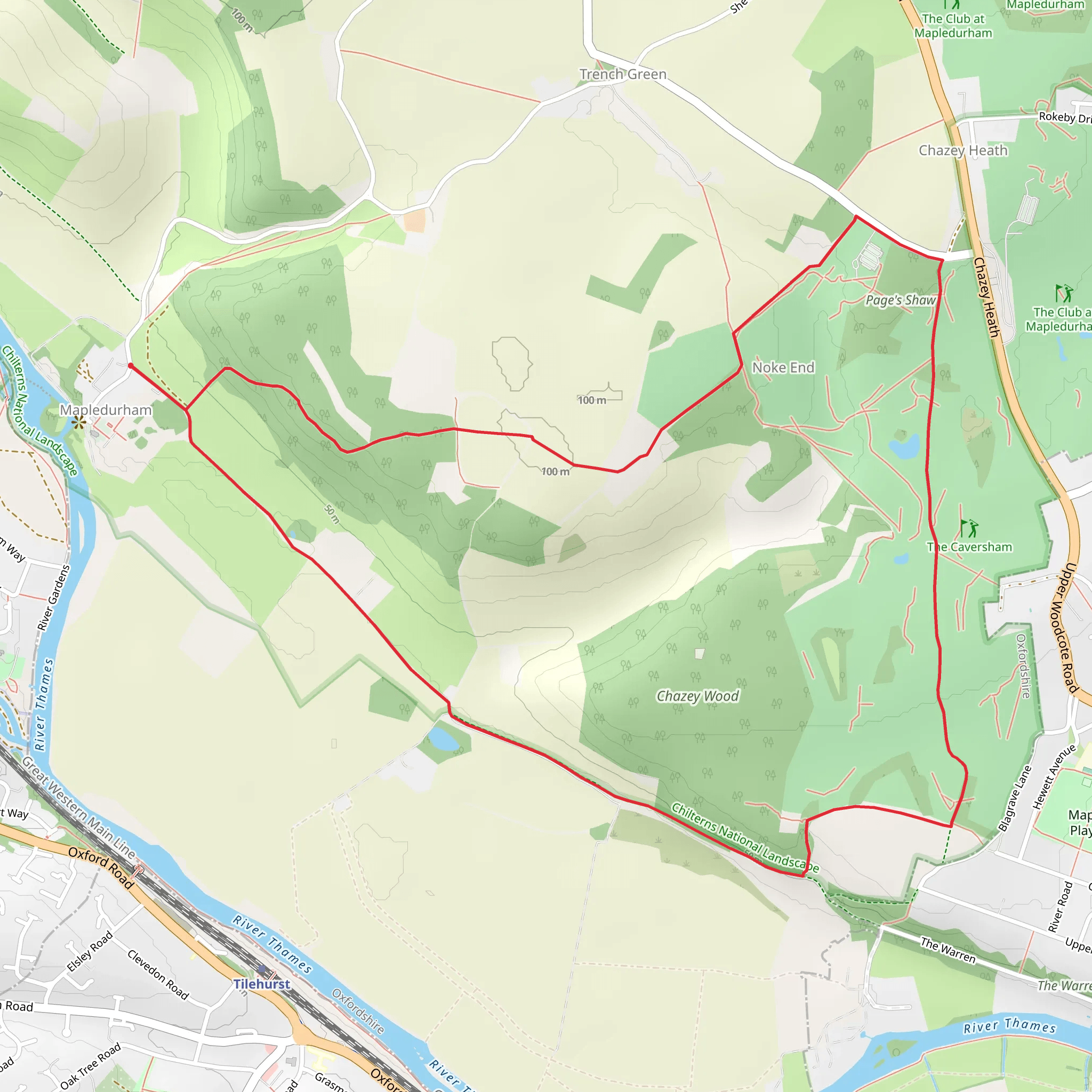 Mapledurham House Loop mobile static map