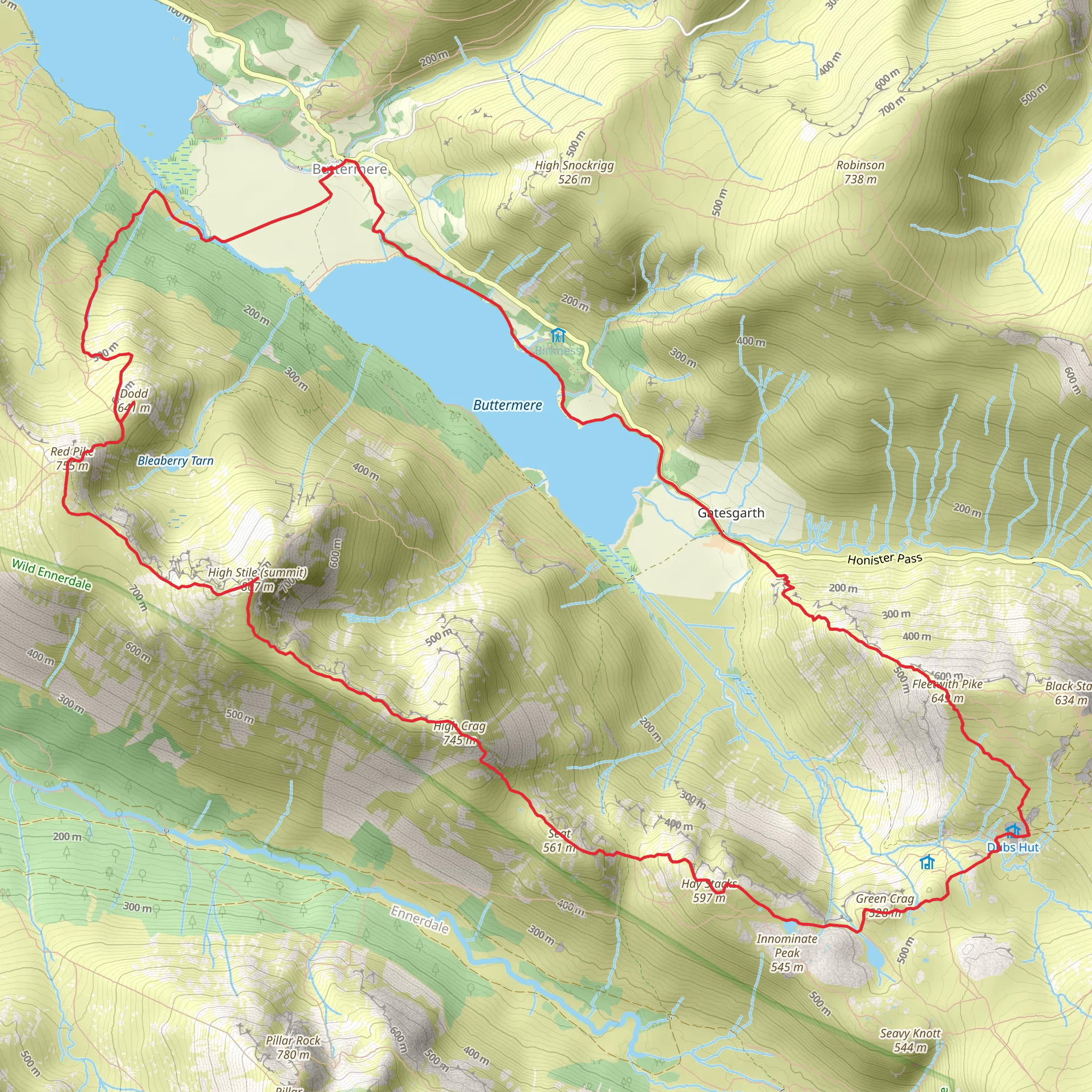 Dodd, Red Pike, High Stile, High Crag, Innominate Tarn and Buttermere Loop mobile static map