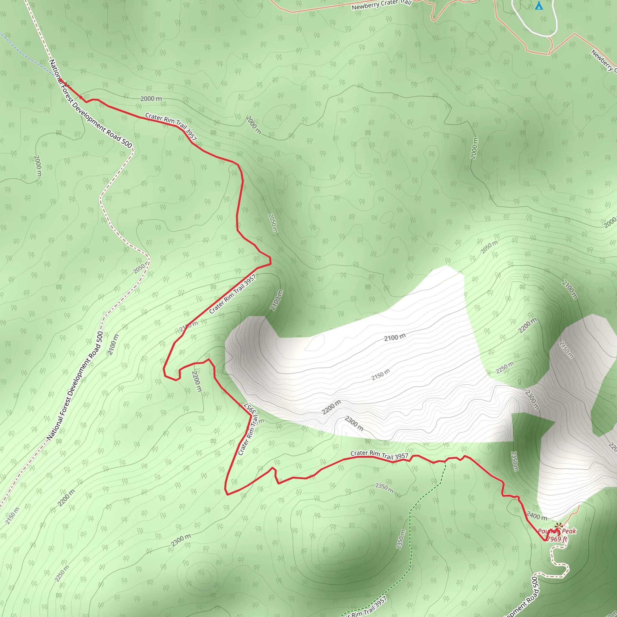 Paulina Peak via Crater Rim Trail mobile static map