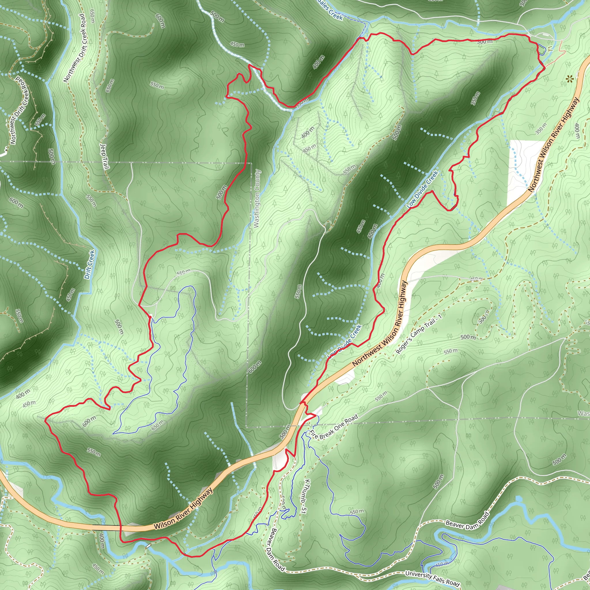 Storey Burn and Gales Creek Loop Trail mobile static map