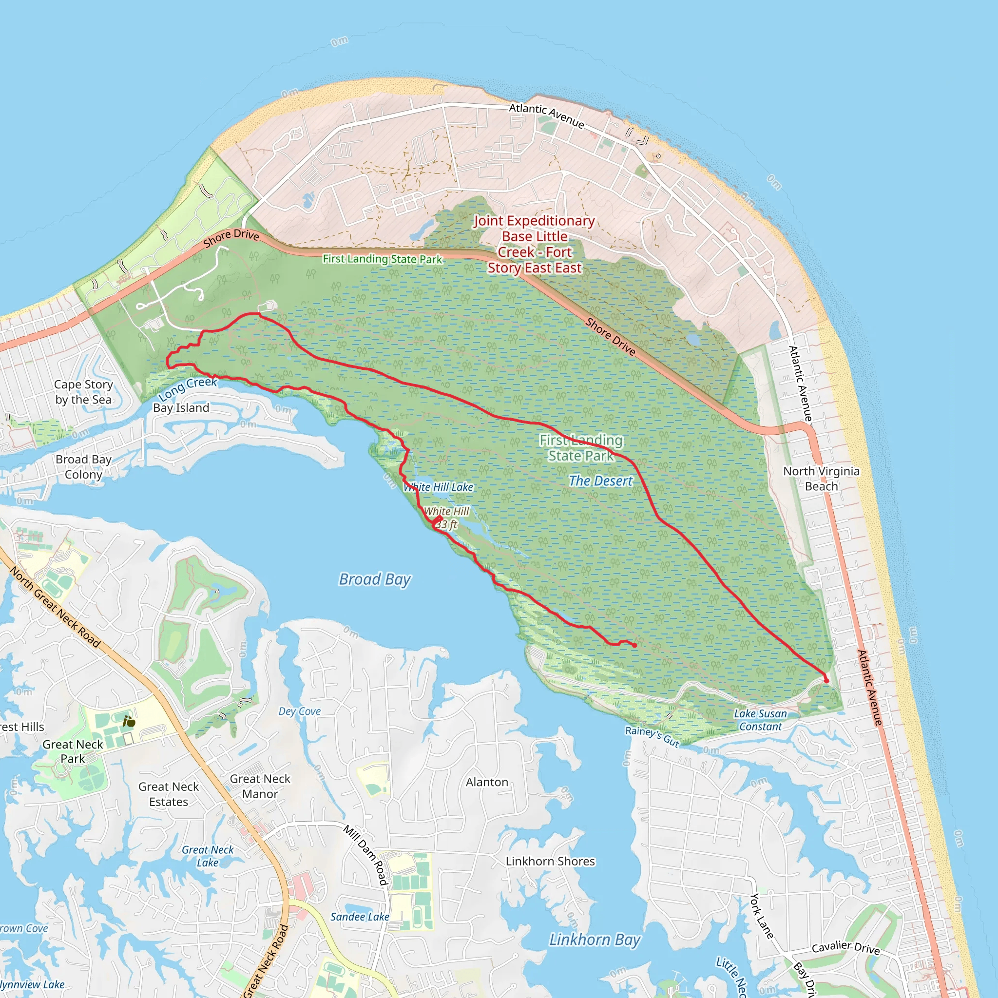 White Hill Loop via Osprey and Cape Henry Trail mobile static map
