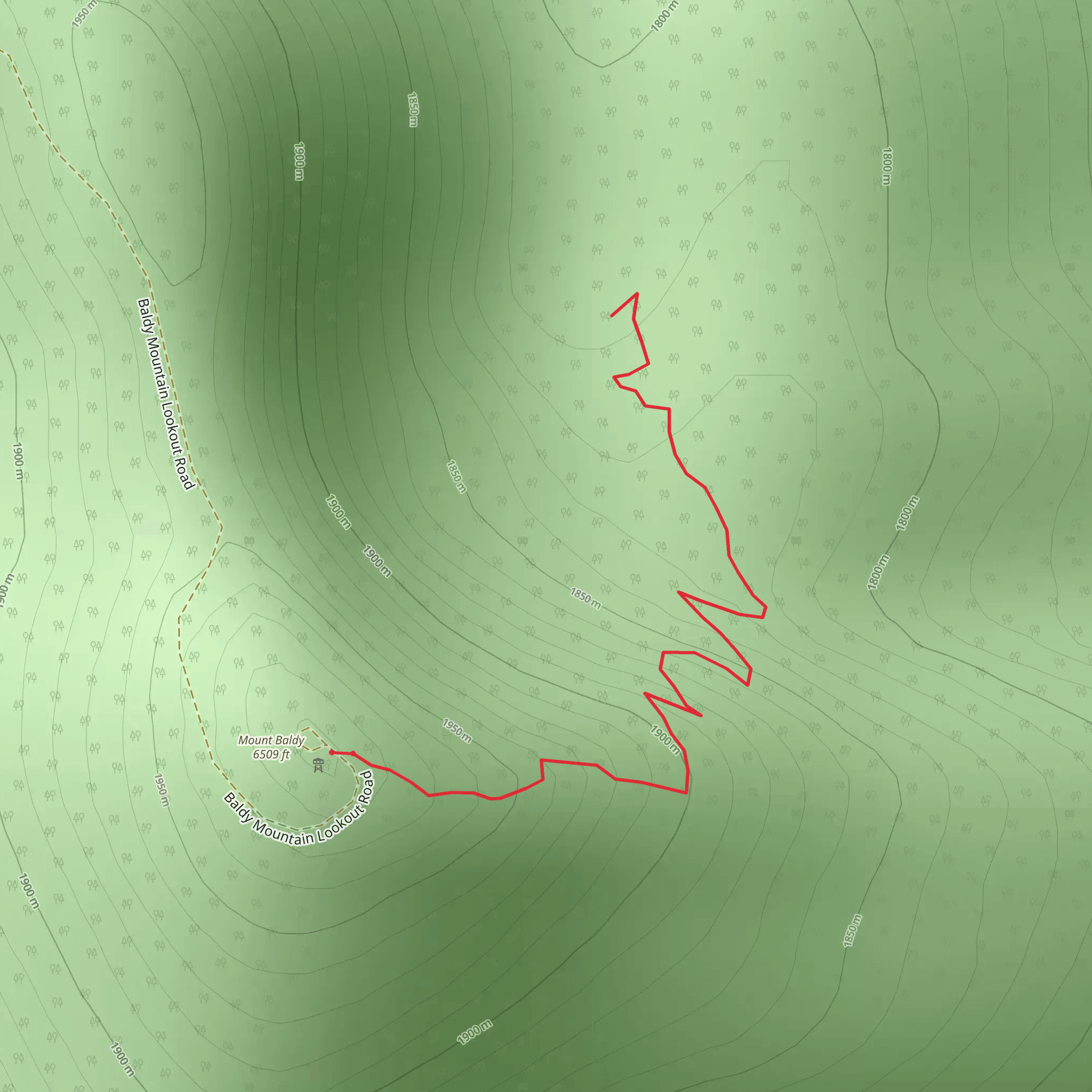 Baldy Spring Trail mobile static map