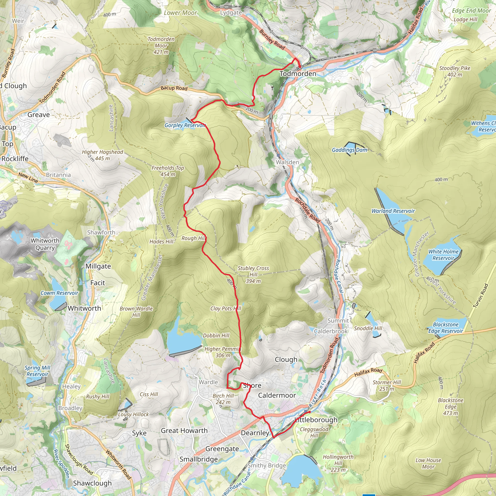 Gorpley Reservoir and Gorpley Clough Local Nature Reserve mobile static map