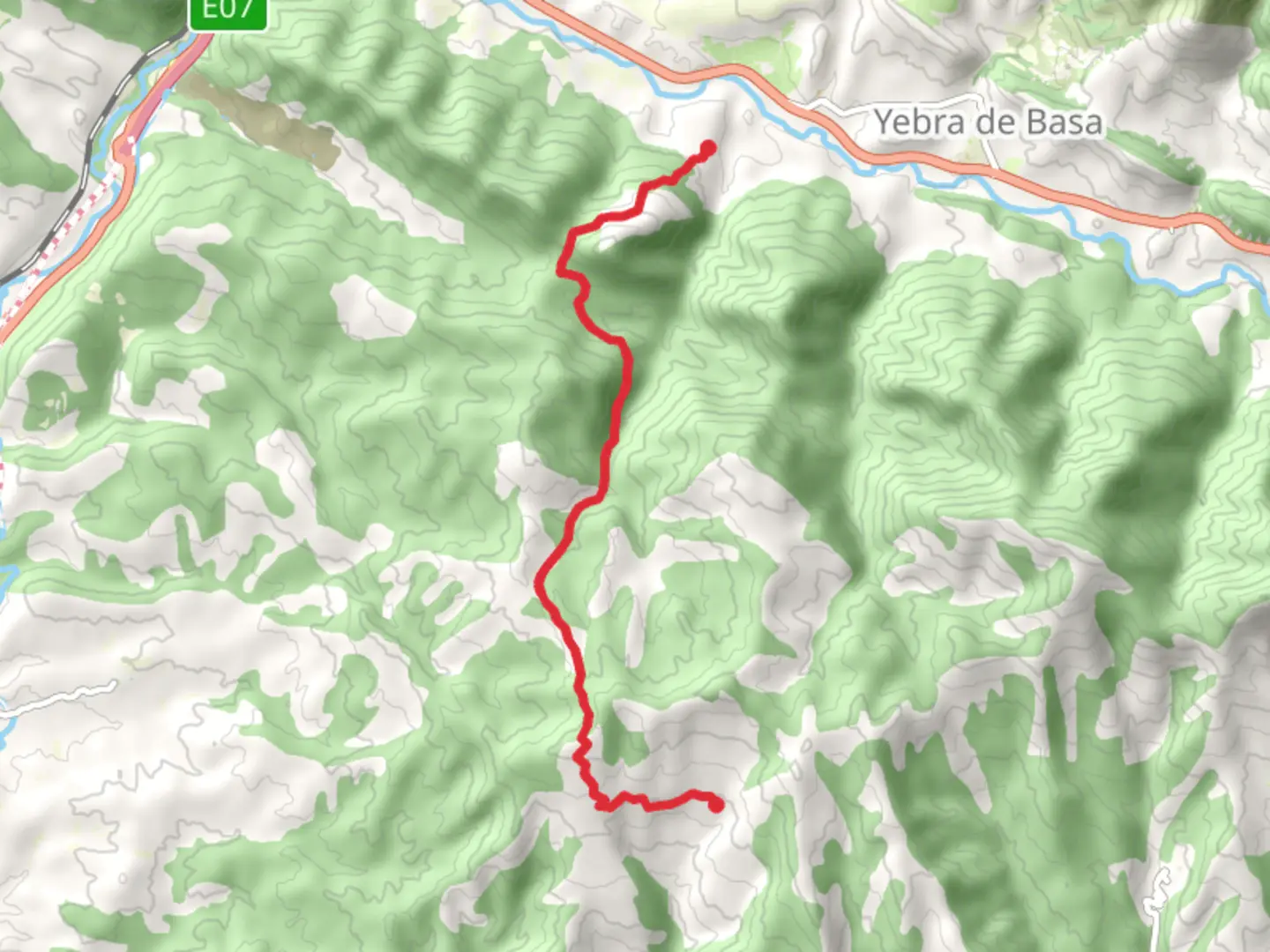 An image depicting the trail Allue - Abenilla PR HU 163a and its surrounding area.
