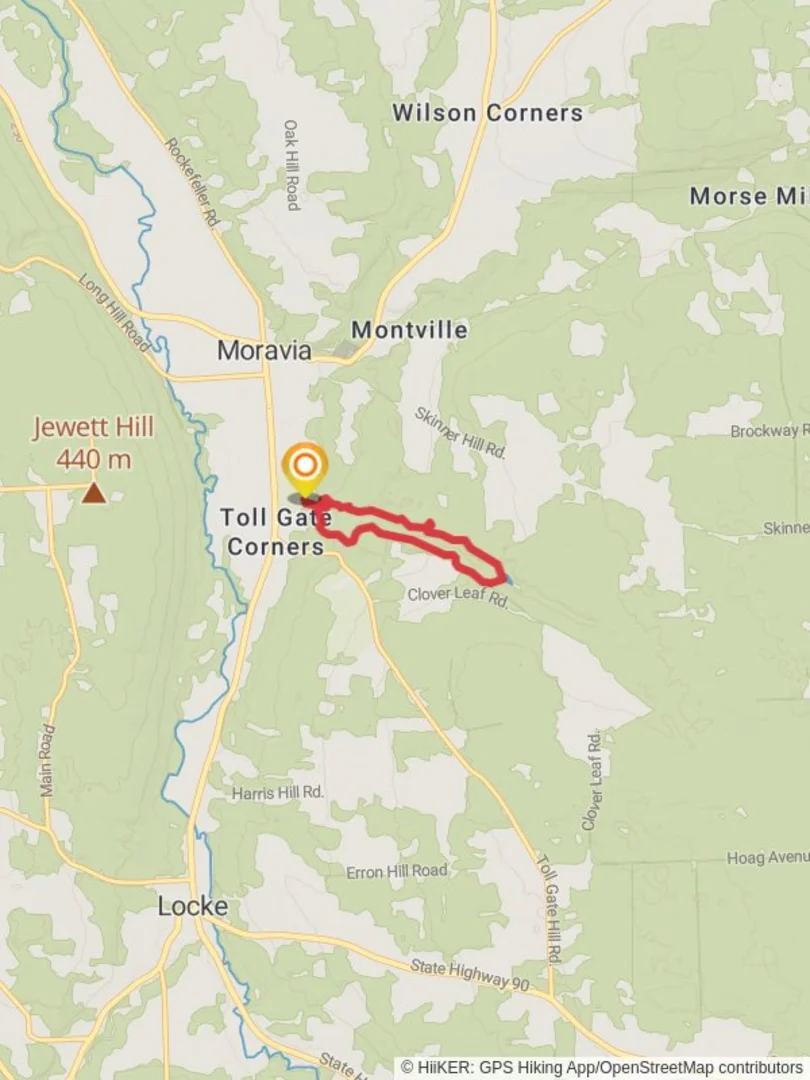 An image depicting the trail Dry Creek Loop - Filmore Glen State Park and its surrounding area.
