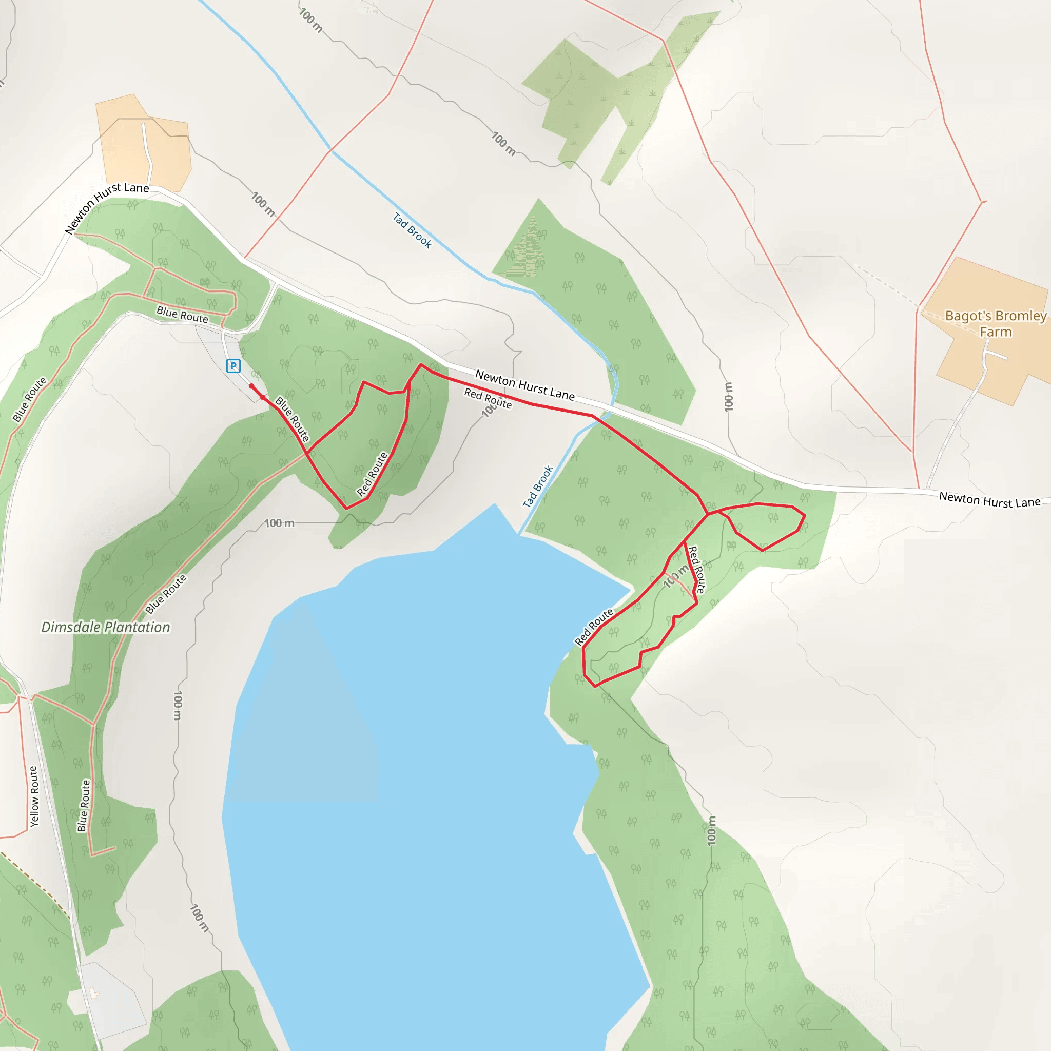 Red Route Loop - Blithfield Reservoir mobile static map