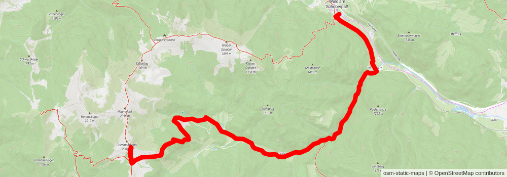 Wald am Schoberpaß to Großer Schober and Himmeleck stage 2 Map