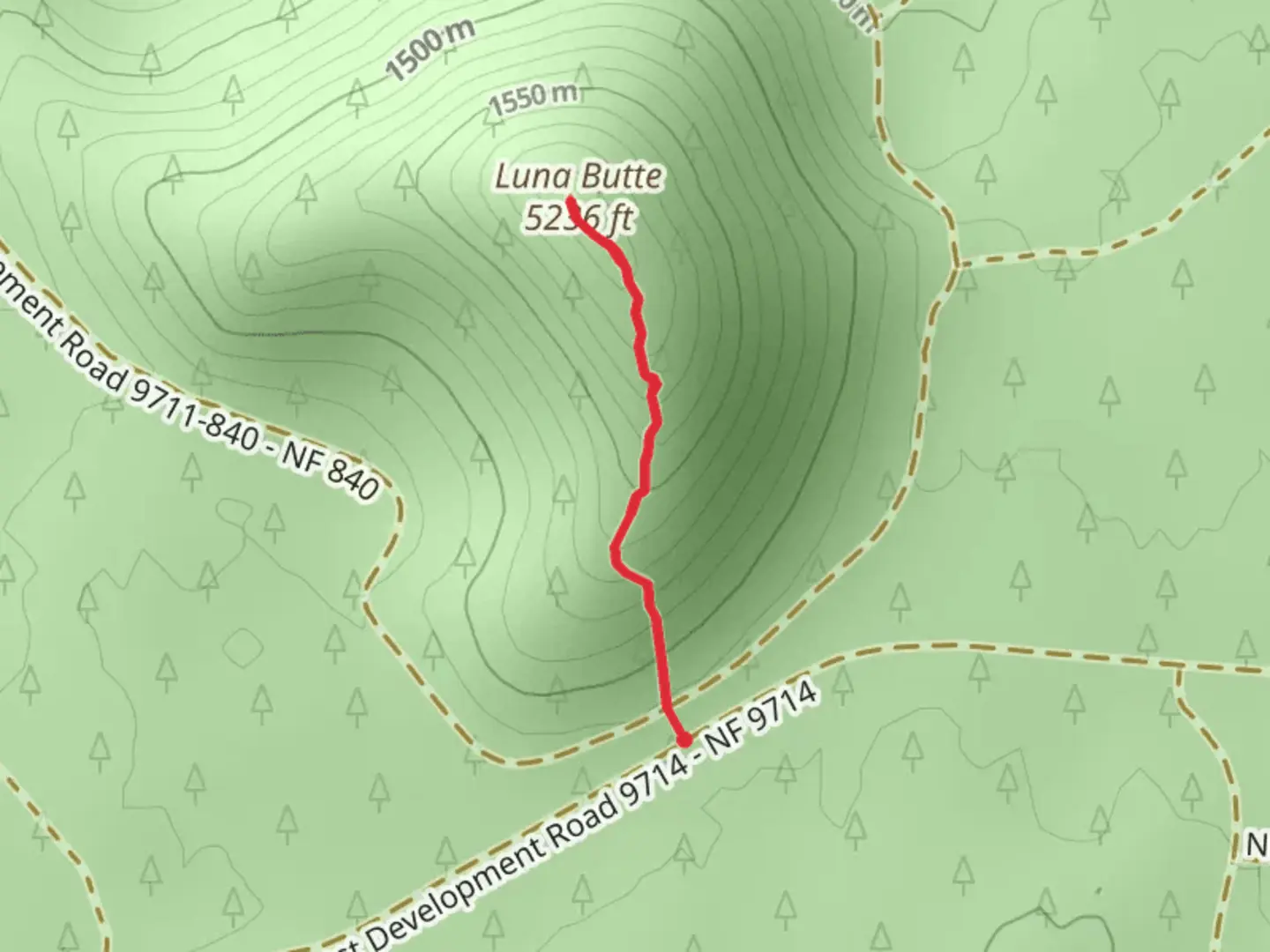 An image depicting the trail Luna Butte and its surrounding area.