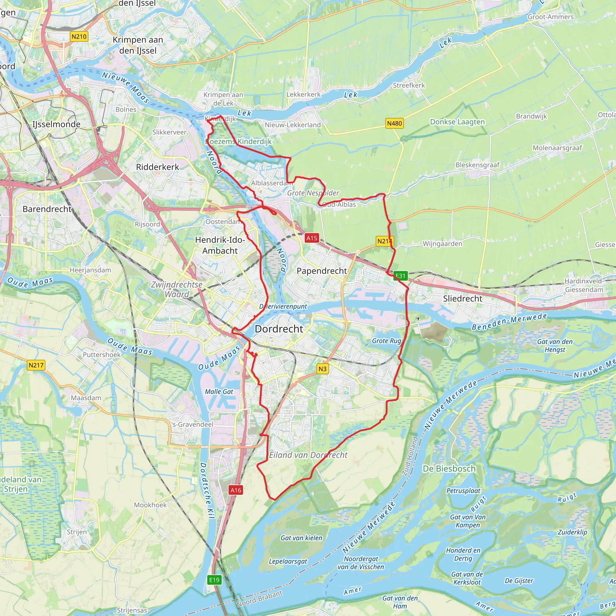 West Kinderdijk and Nederwaard Loop mobile static map