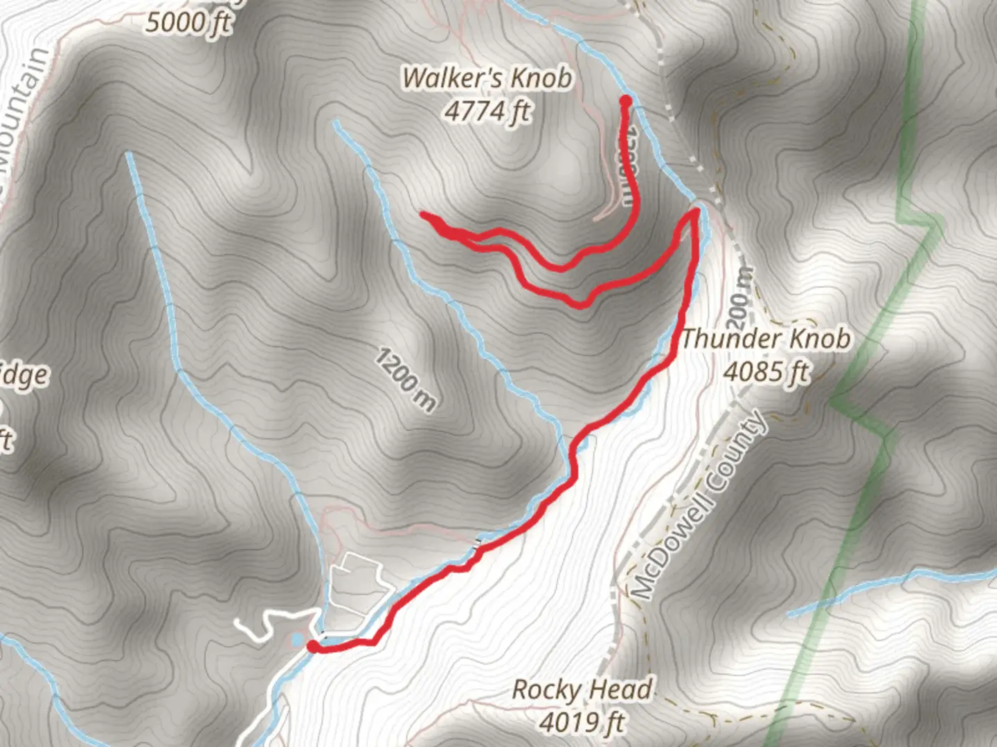 An image depicting the trail Flat Creek via Greybeard Trail and its surrounding area.