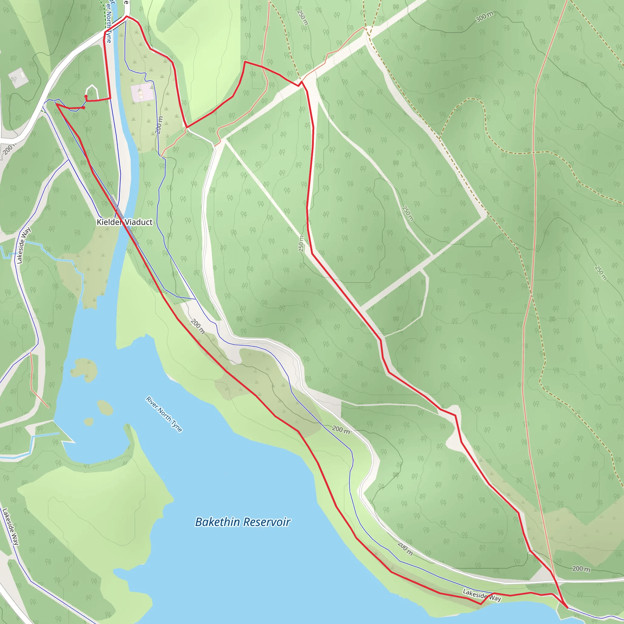 Kielder Viaduct and Butteryhaugh Loop mobile static map